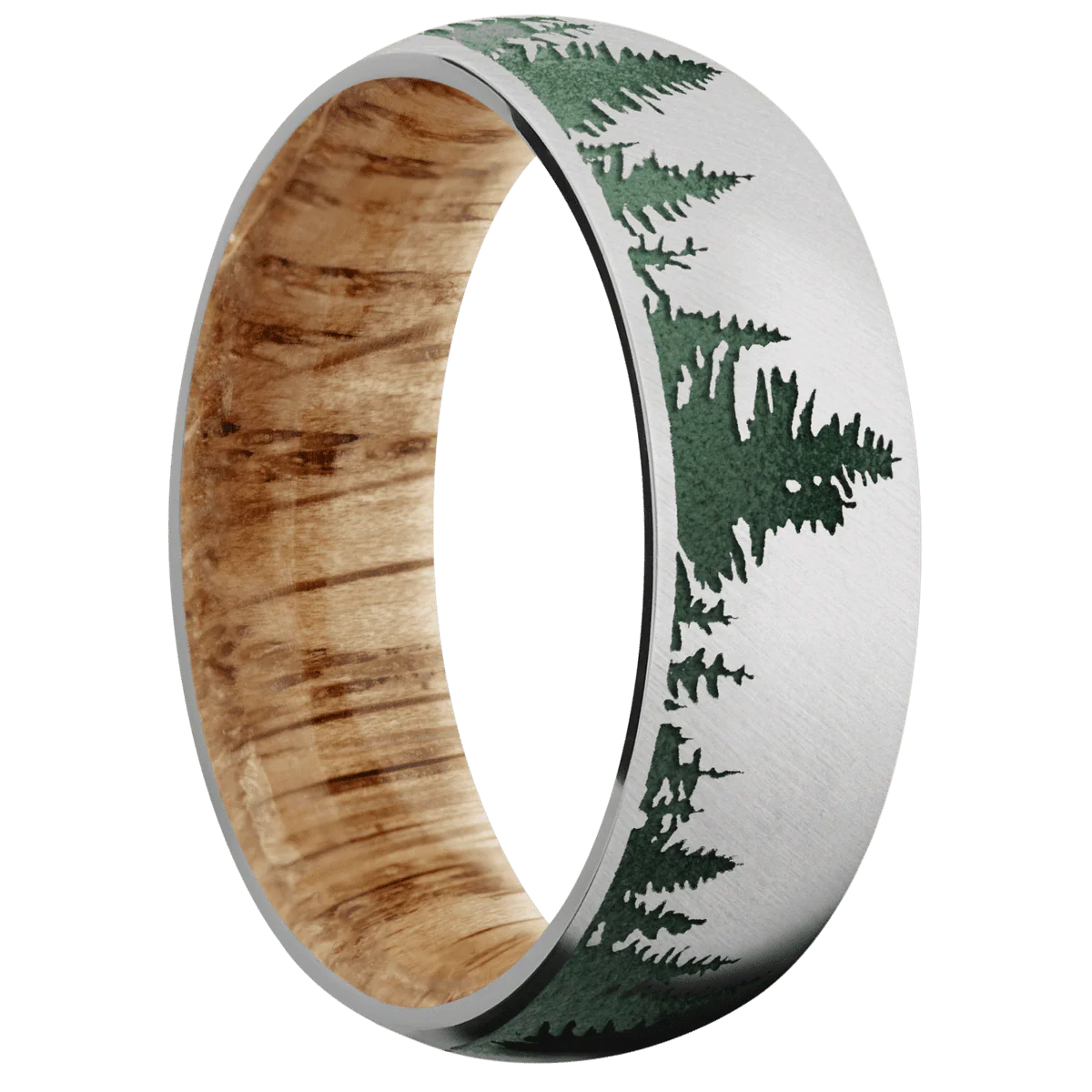 14K White Gold + Anglesatin Finish + Natural Oak