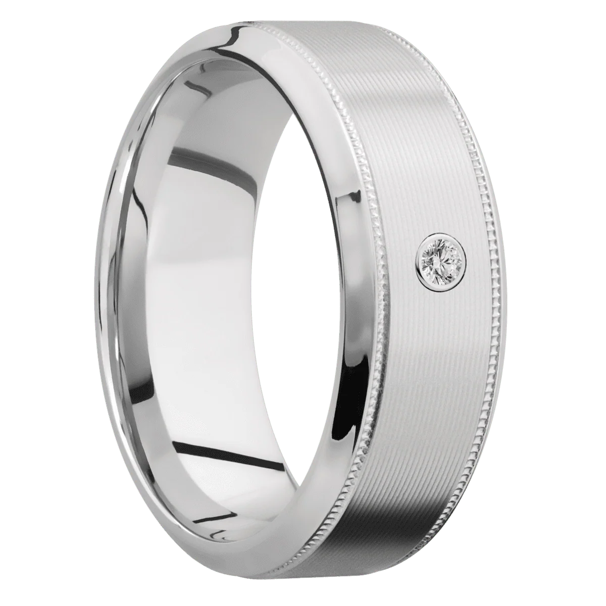 14K White Gold + Machine , Polish Finish