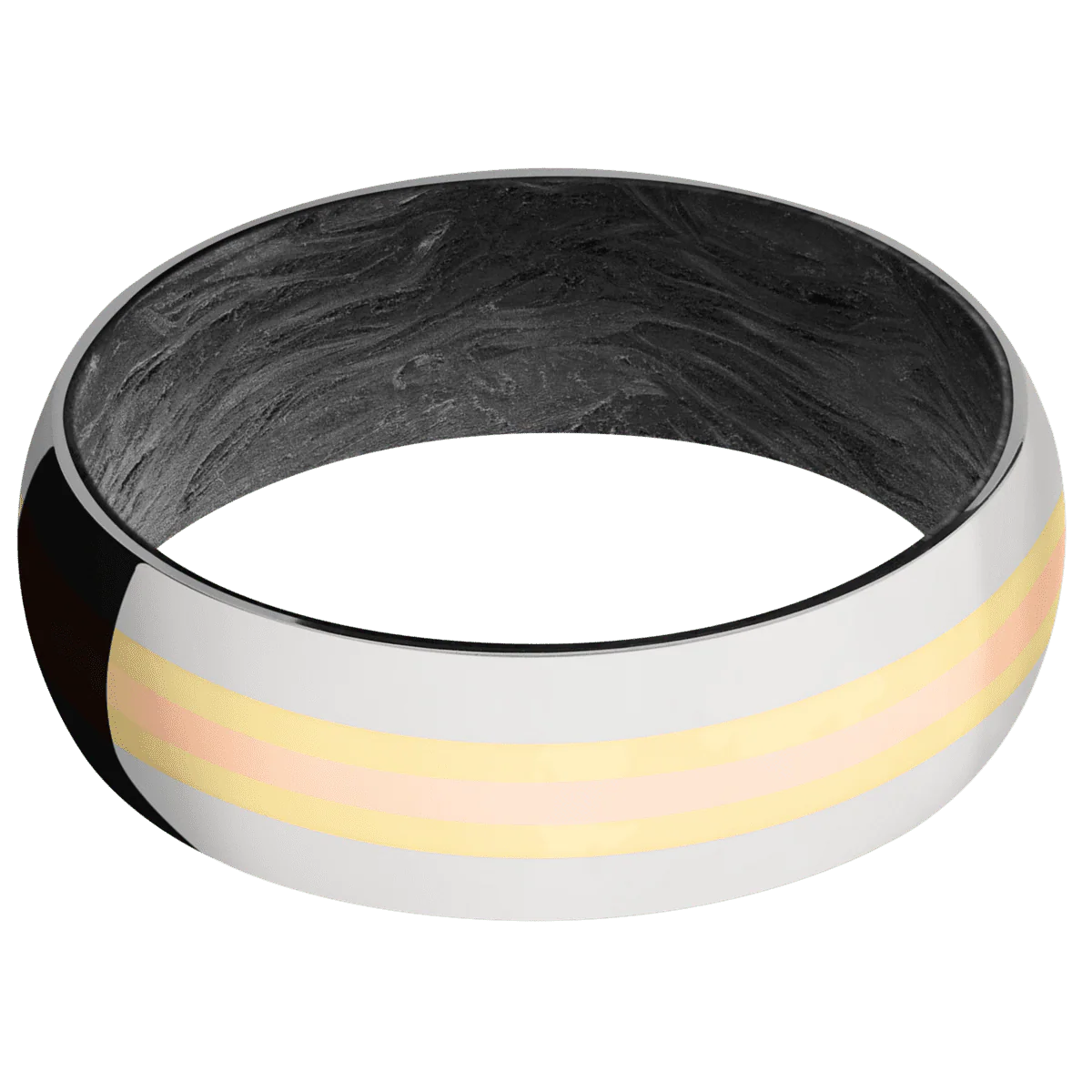 14K White Gold + Polish Finish + Forged Carbon Fiber - Image 3