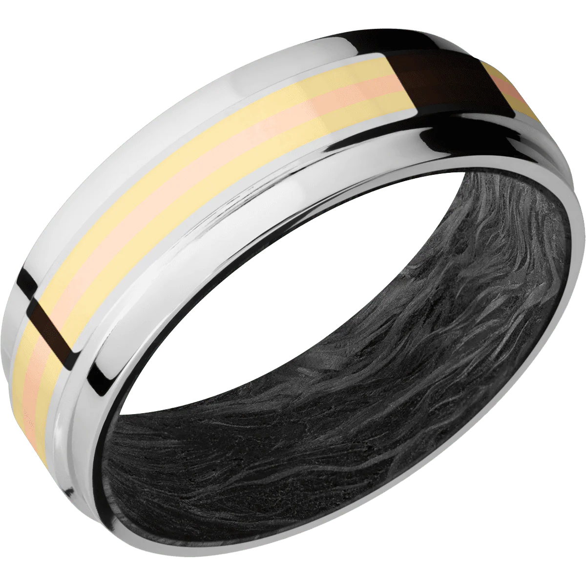 14K White Gold + Polish Finish + Forged Carbon Fiber - Image 2