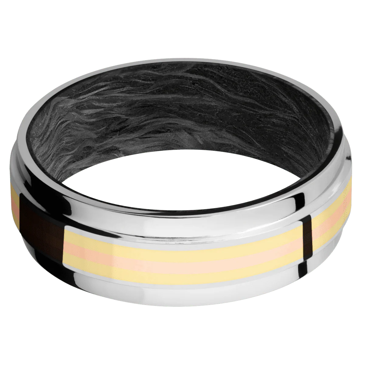 14K White Gold + Polish Finish + Forged Carbon Fiber - Image 3