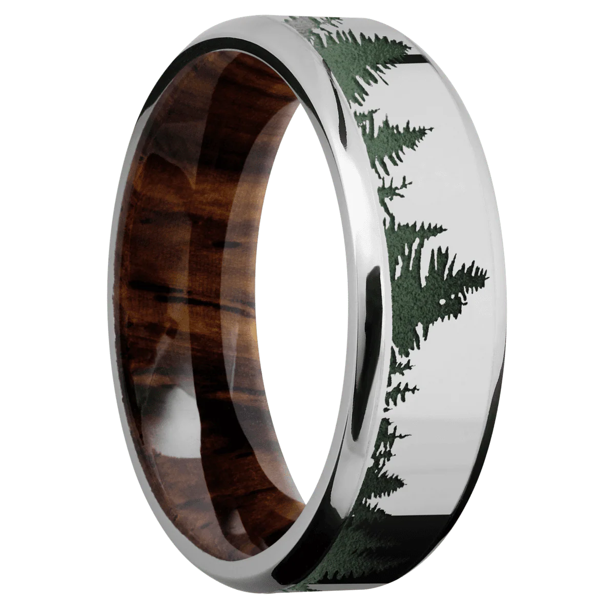 14K White Gold + Polish , Polish Finish + Cocobolo