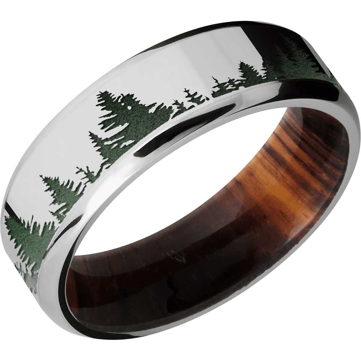 14K White Gold + Polish , Polish Finish + Cocobolo - Image 2