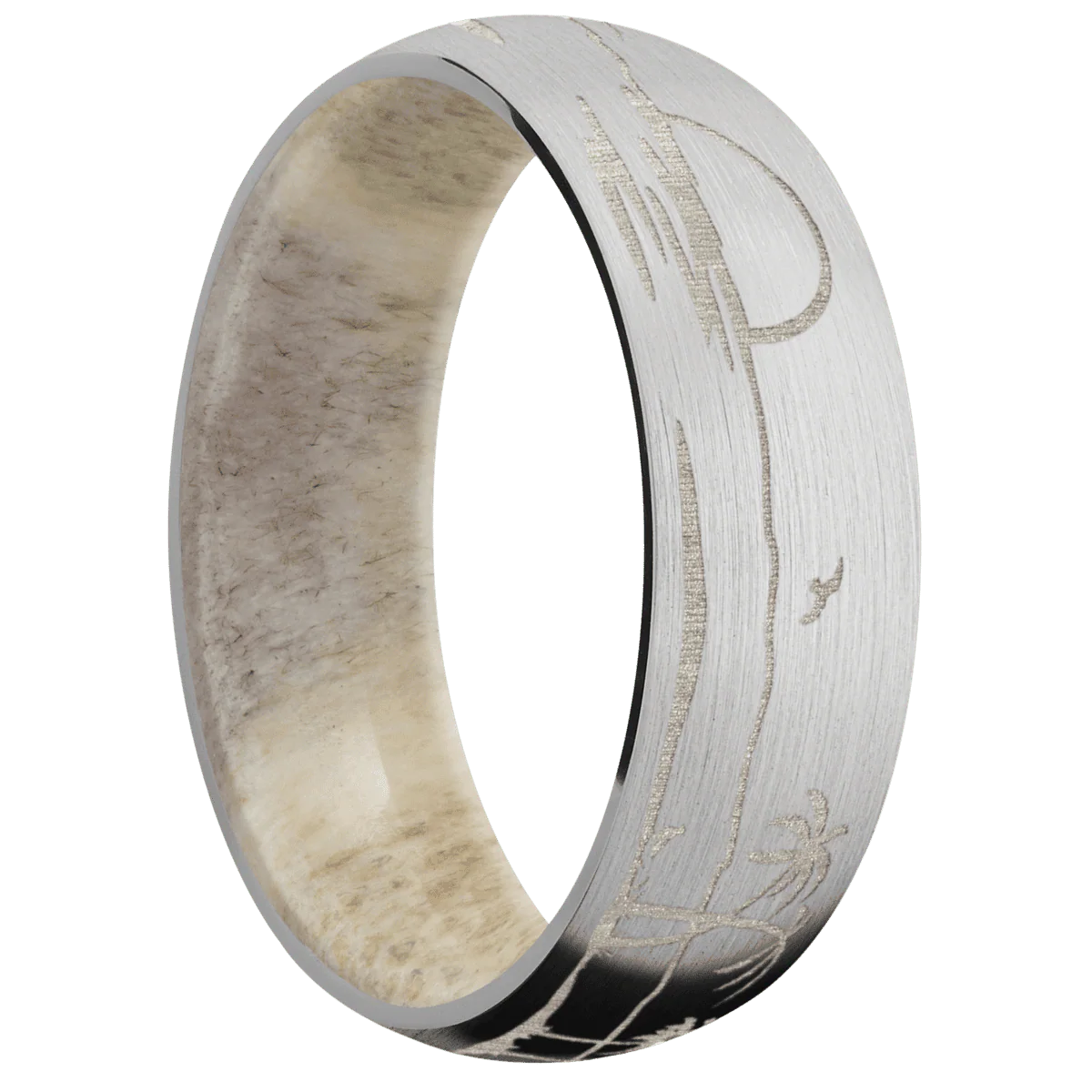 14K White Gold + Satin Finish + Antler