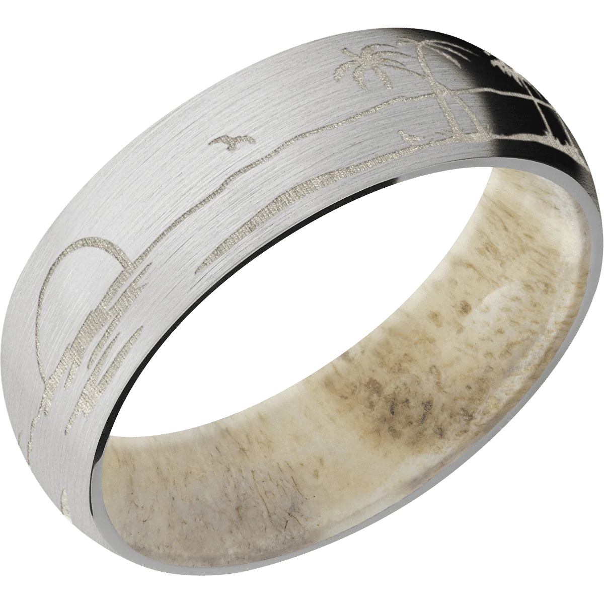 14K White Gold + Satin Finish + Antler - Image 2