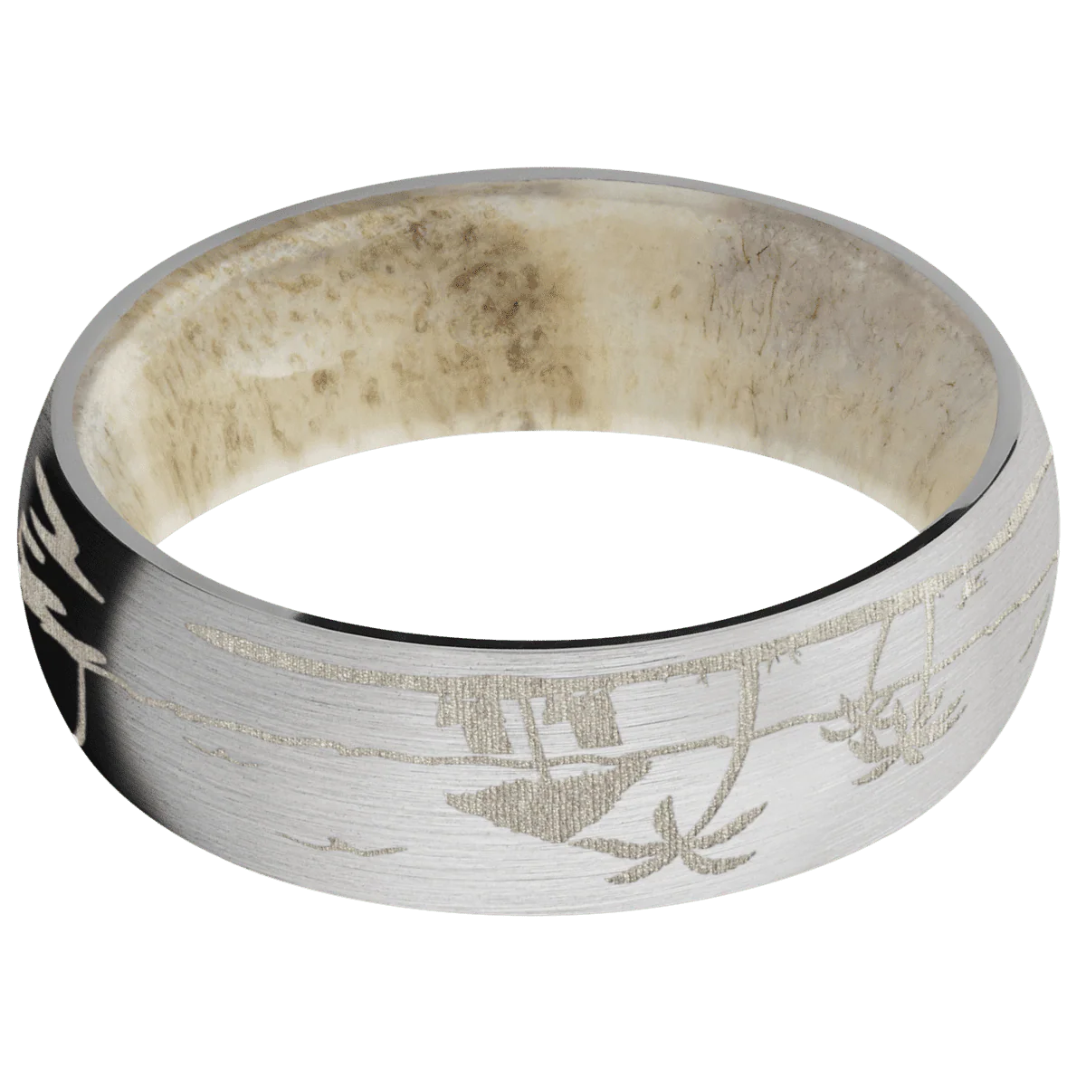 14K White Gold + Satin Finish + Antler - Image 3