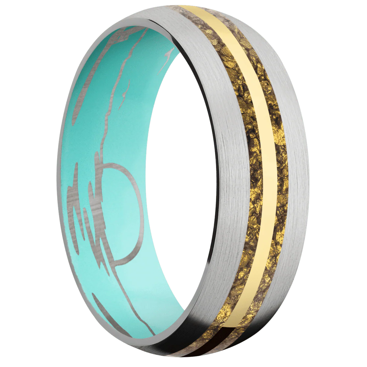 14K White Gold + Satin Finish + Robins Egg Blue