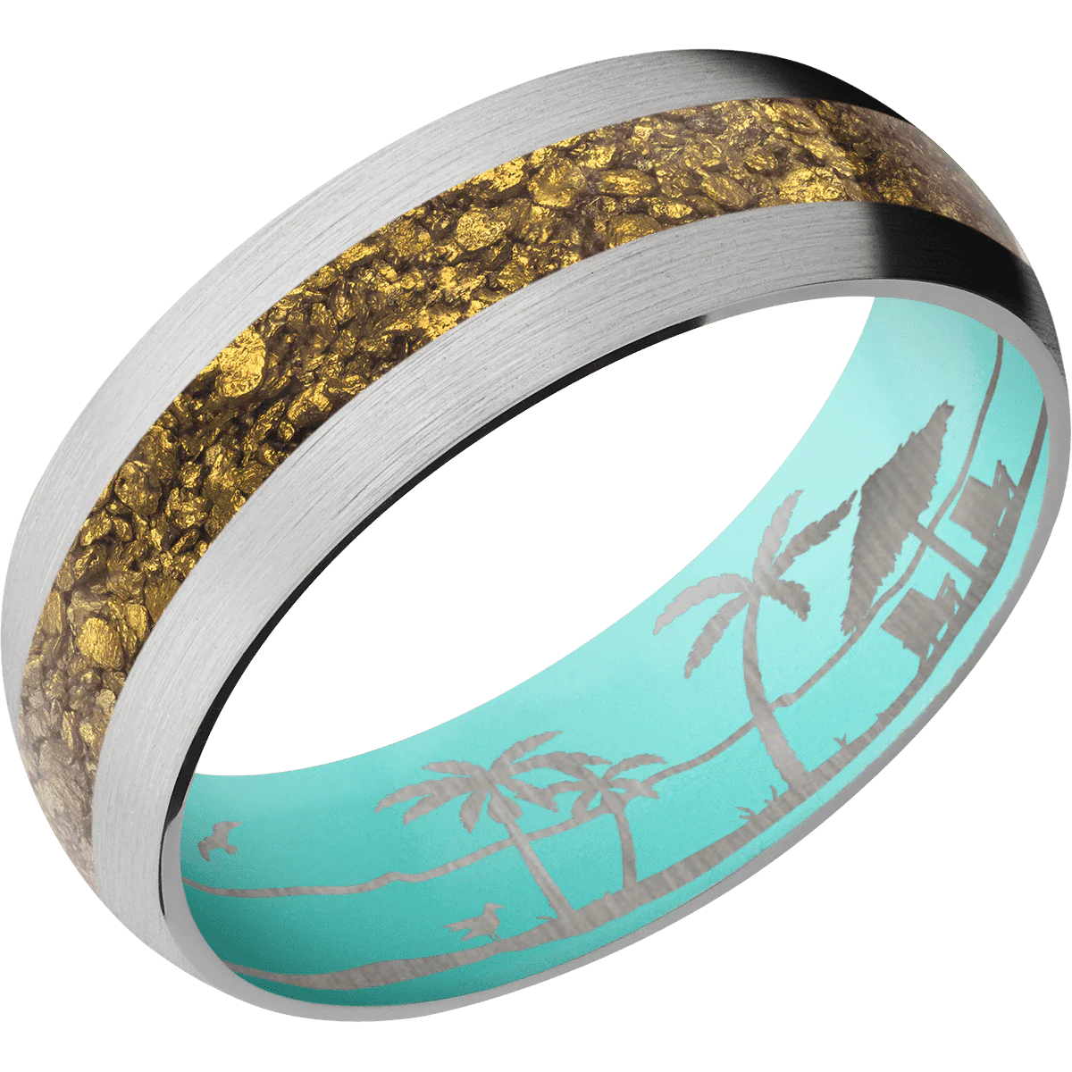 14K White Gold + Satin Finish + Robins Egg Blue - Image 2