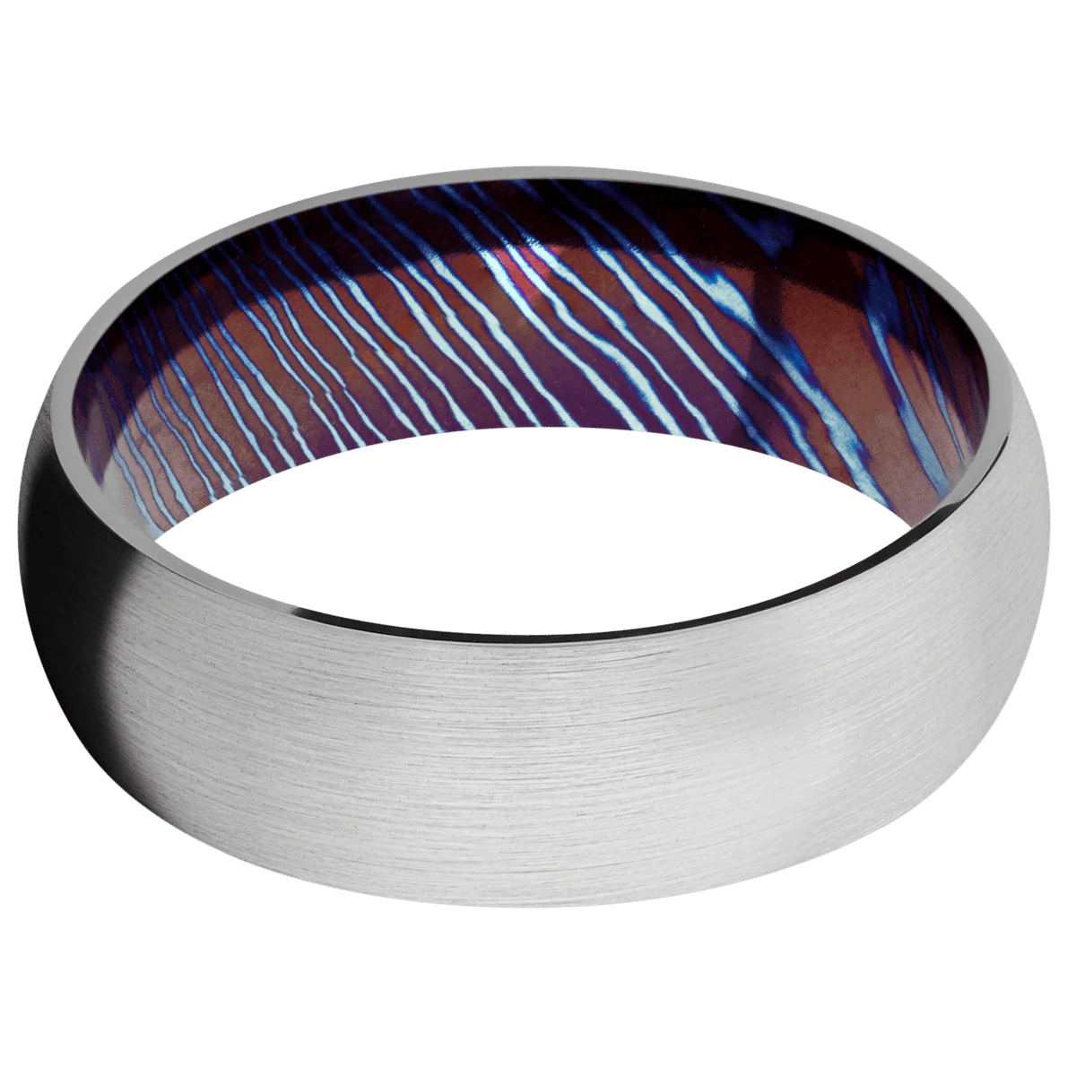 14K White Gold + Satin Finish + Titanium Damascus - Image 3