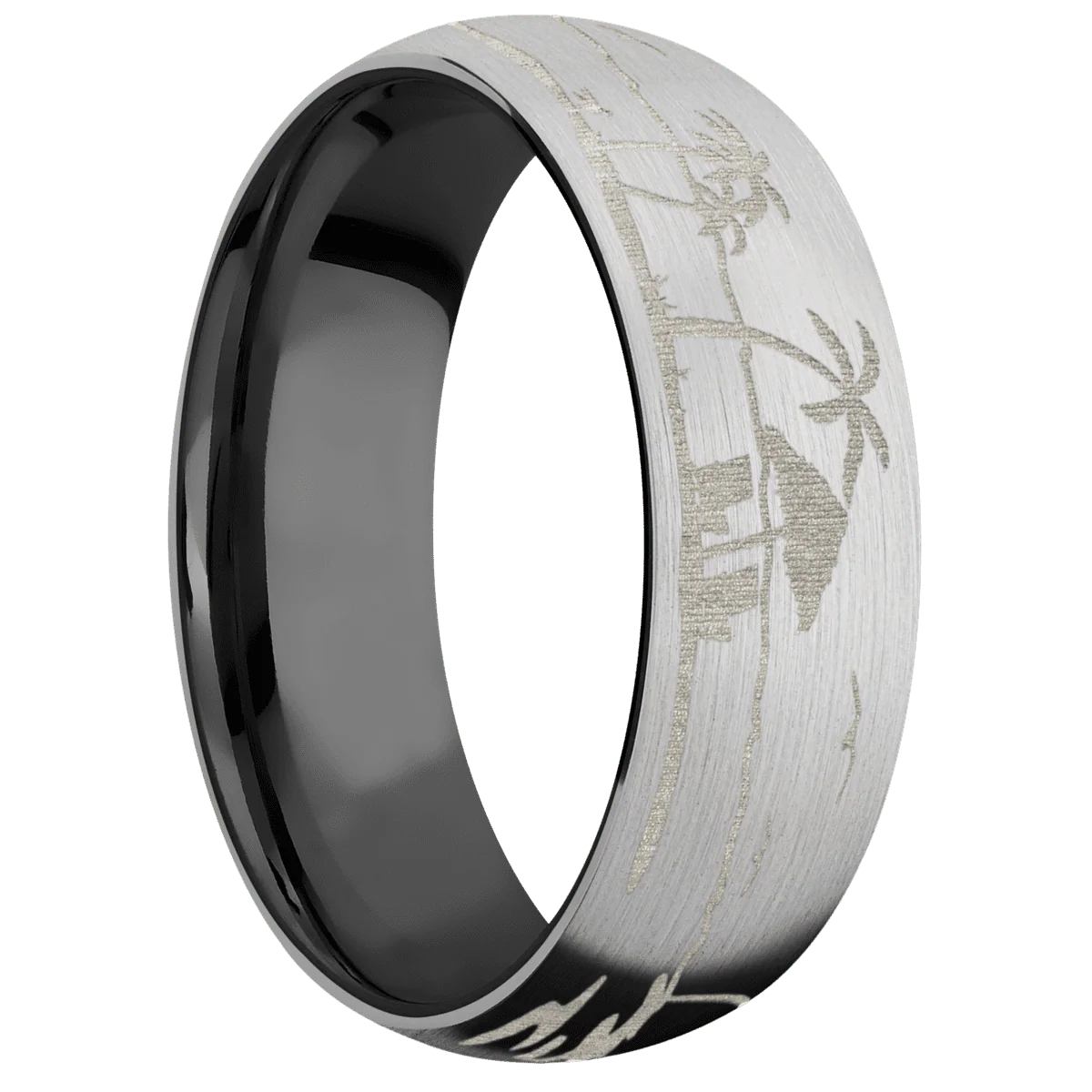 14K White Gold + Satin Finish + Zirconium
