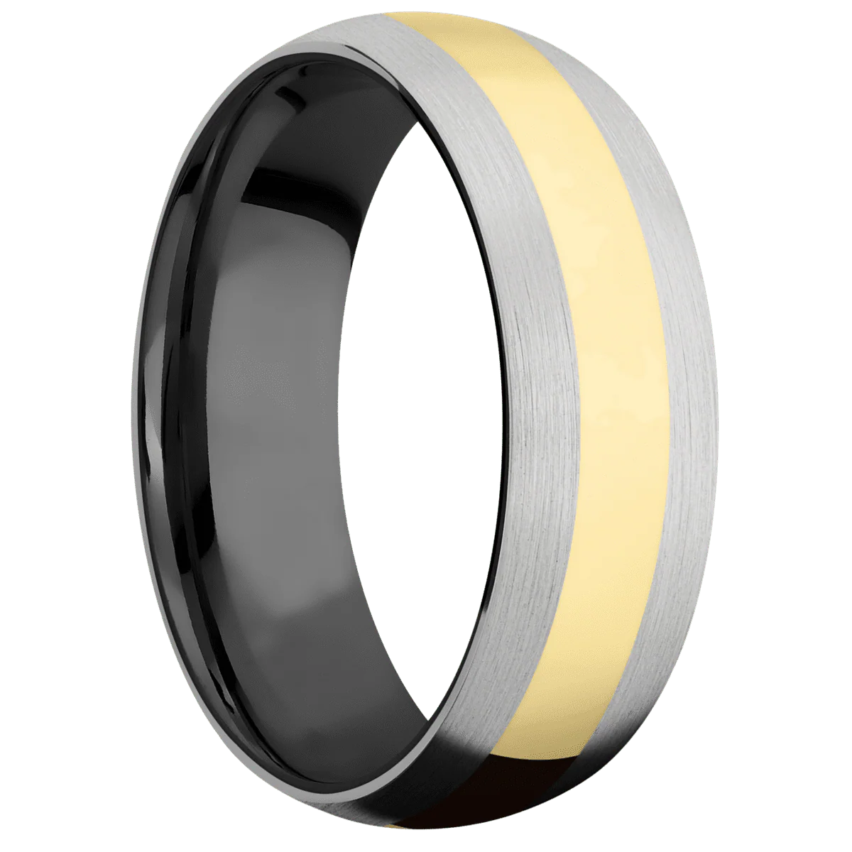 14K White Gold + Satin Finish + Zirconium
