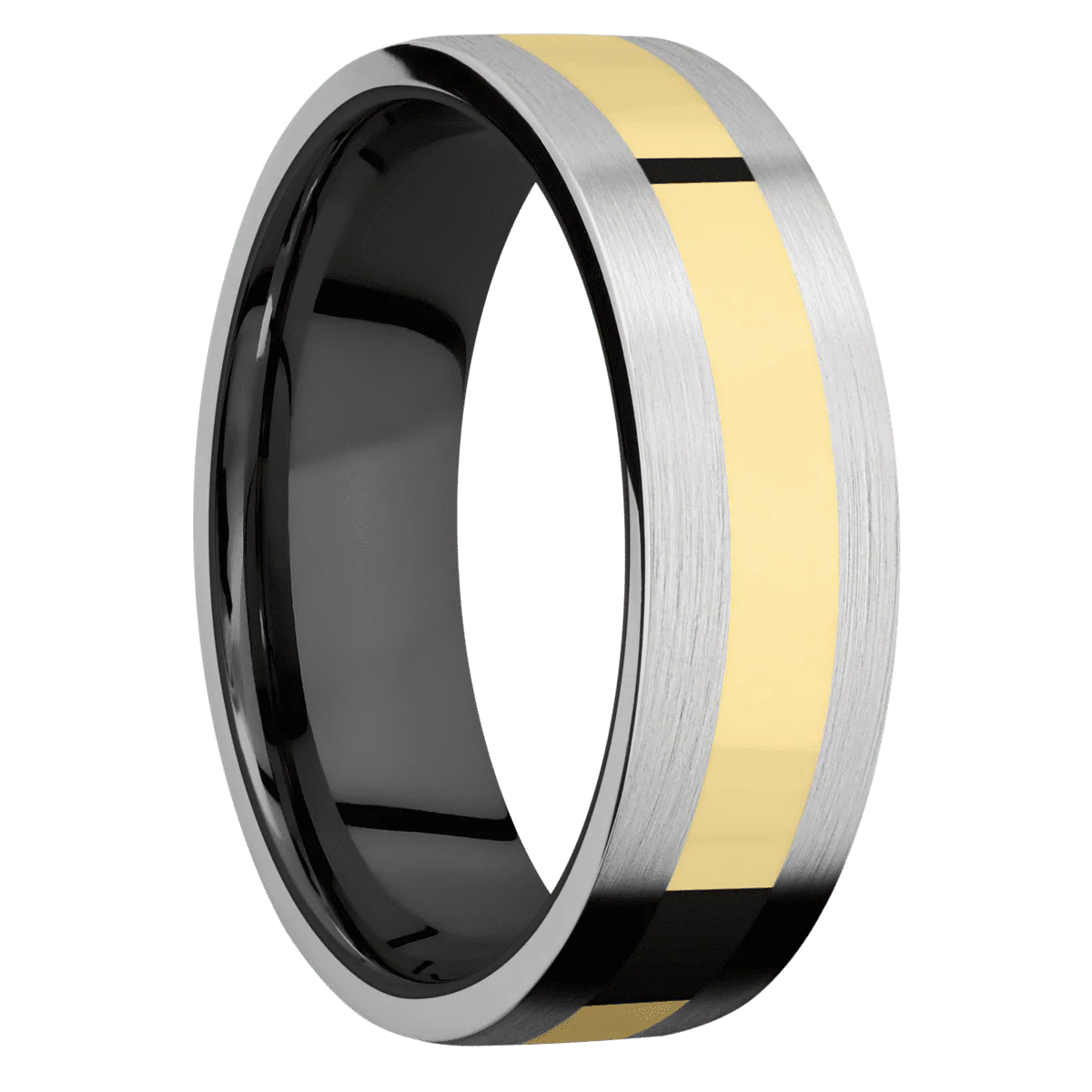 14K White Gold + Satin Finish + Zirconium