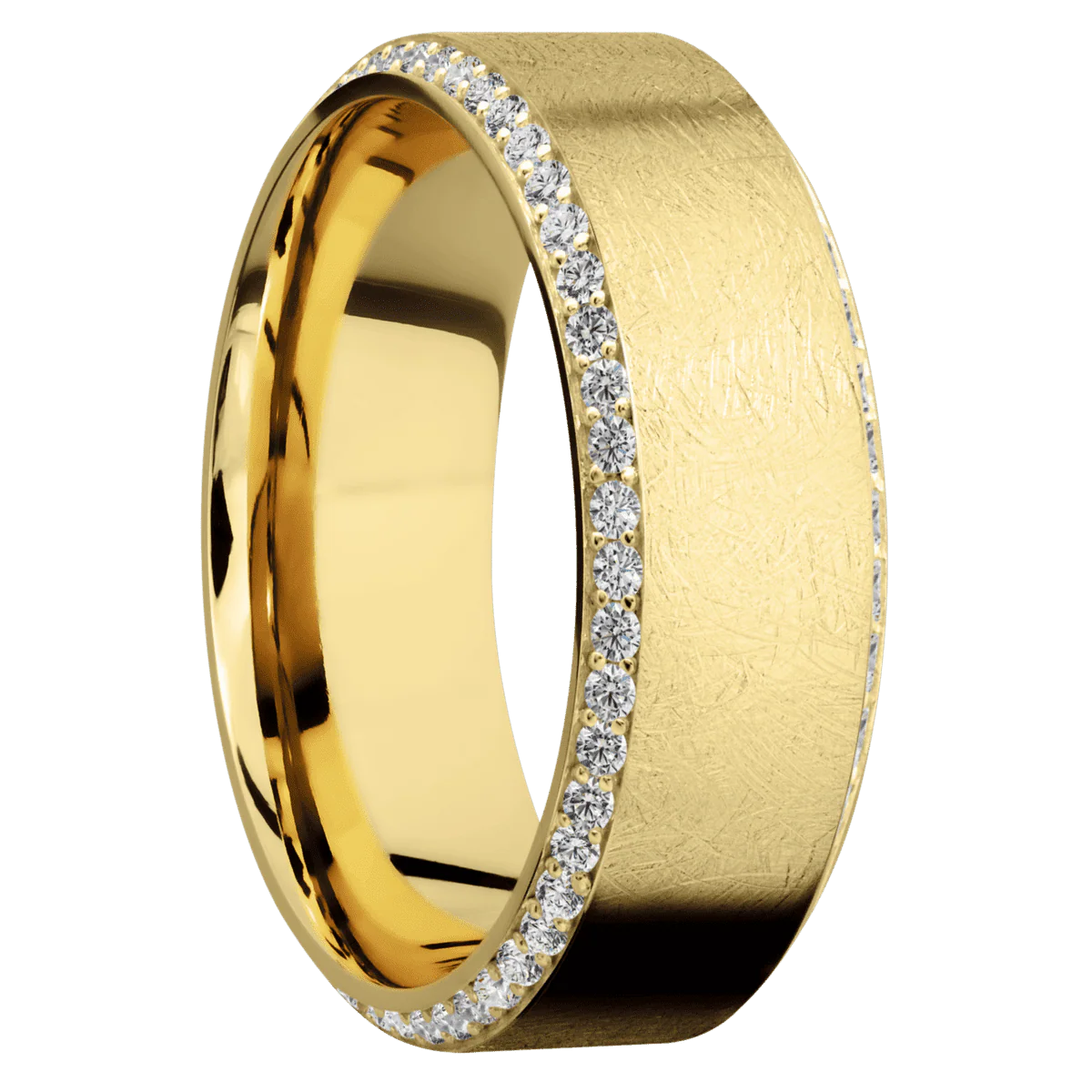 14K Yellow Gold + Distressed , Polish Finish