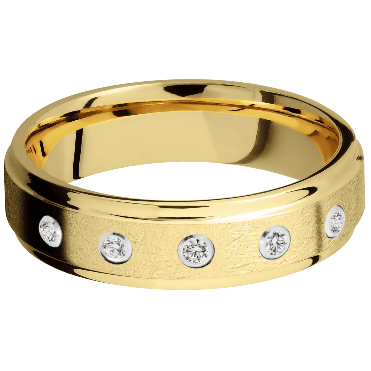 14K Yellow Gold + Distressed , Polish Finish - Image 3
