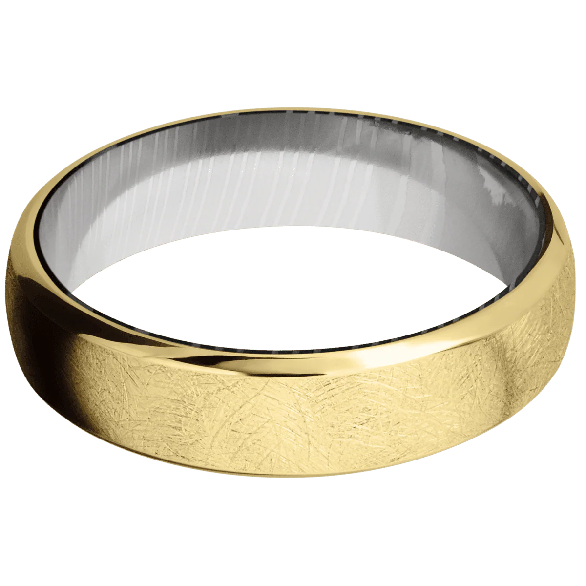 14K Yellow Gold + Distressed , Polish Finish + Damascus - Image 3
