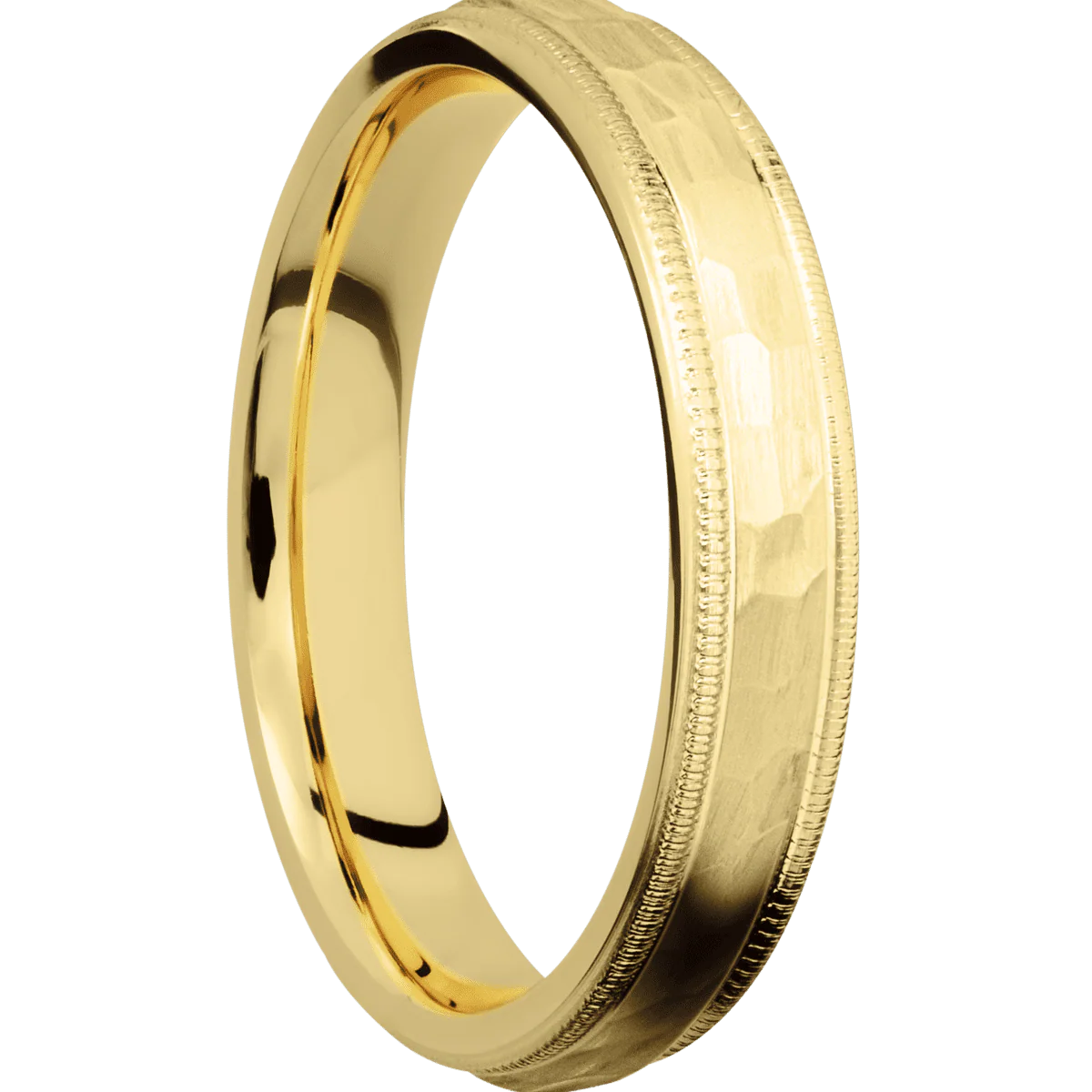 14K Yellow Gold + Hammer Finish