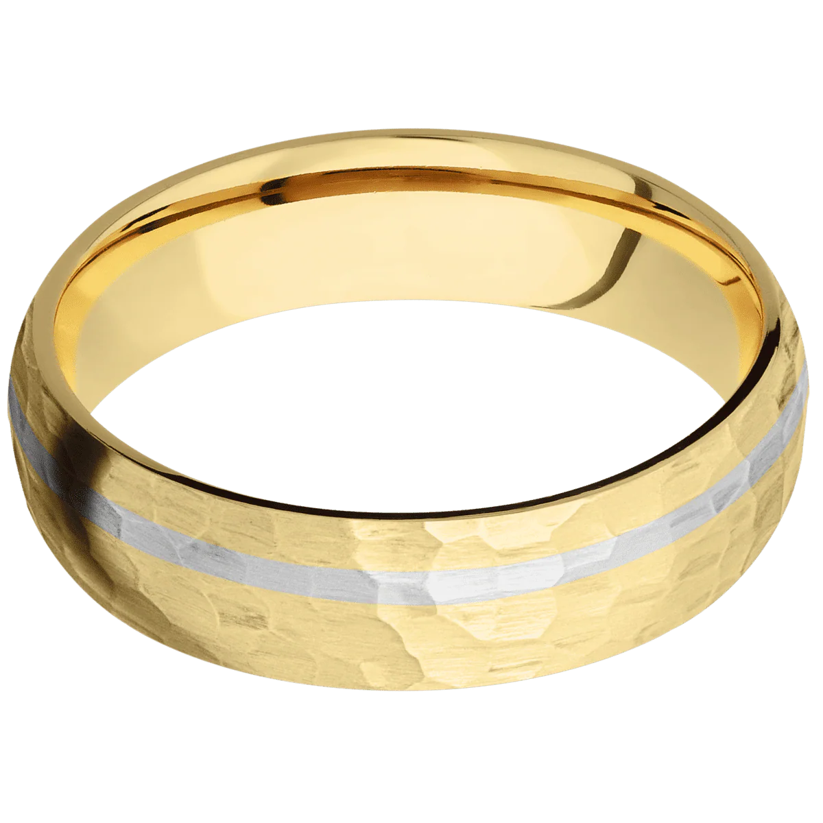 14K Yellow Gold + Hammer , Hammer Finish - Image 3
