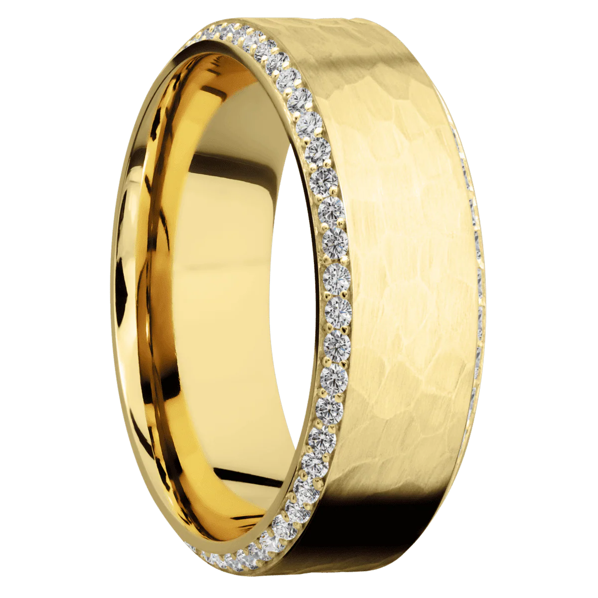 14K Yellow Gold + Hammer , Polish Finish