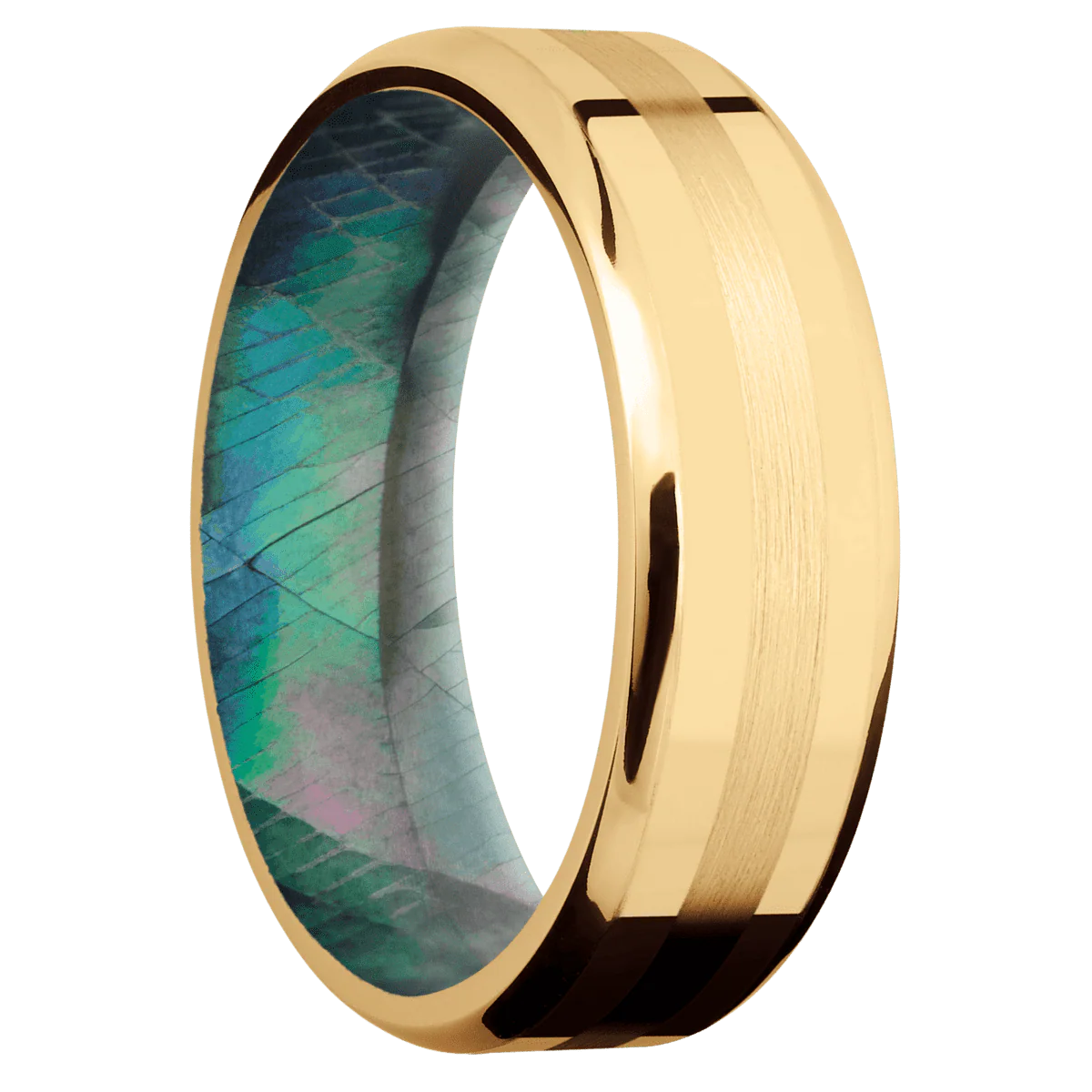 14K Yellow Gold + Polish , Polish Finish + Black Mother of Pearl
