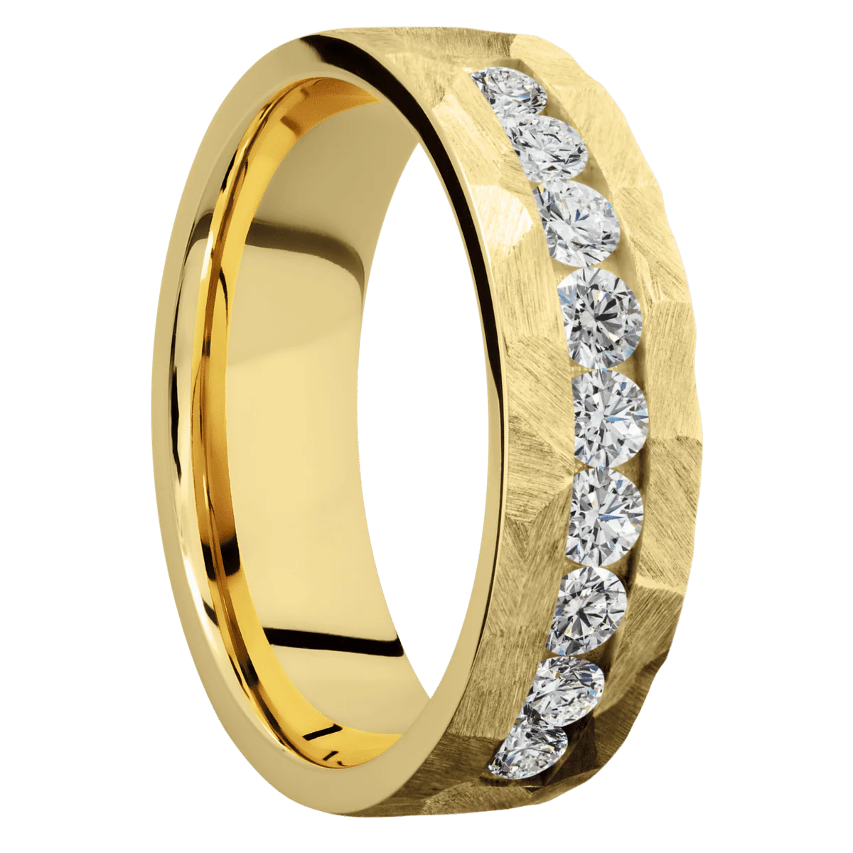 14K Yellow Gold + Rock Finish