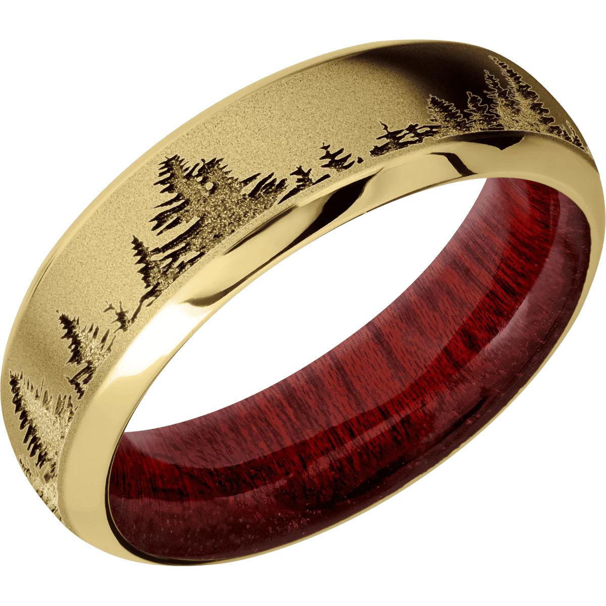 14K Yellow Gold + Sand , Polish Finish + Blood Wood - Image 2