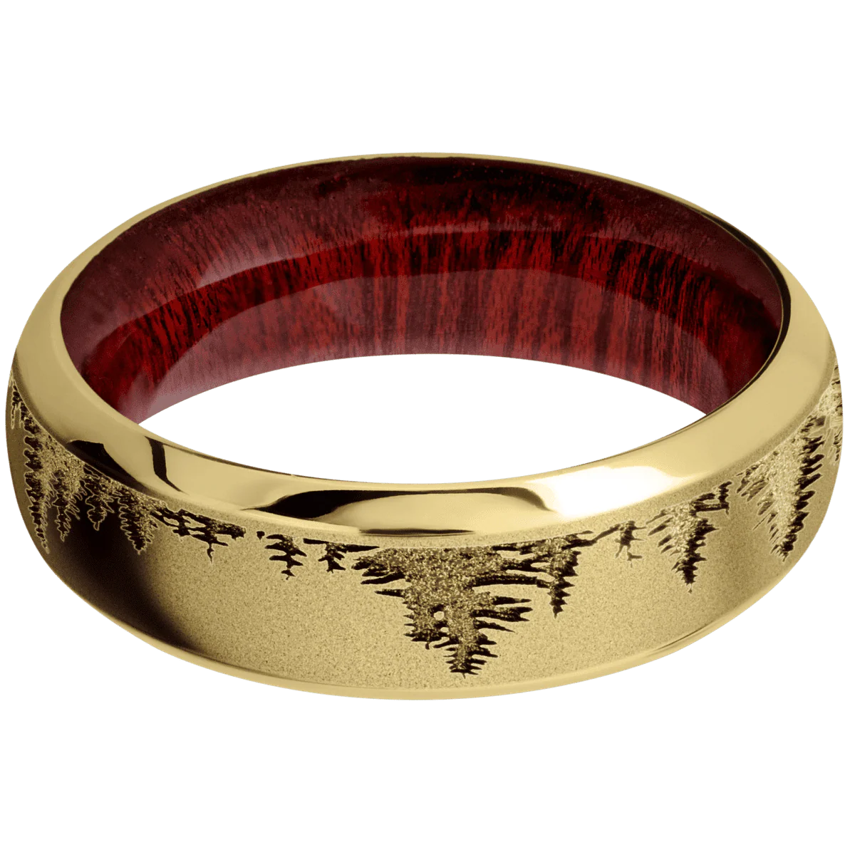 14K Yellow Gold + Sand , Polish Finish + Blood Wood - Image 3