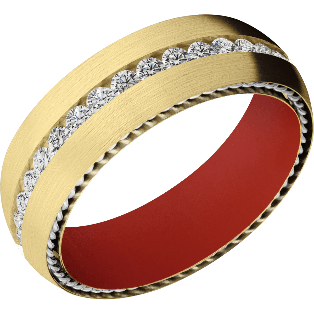 14K Yellow Gold + Satin Finish + Red Apple - Image 2
