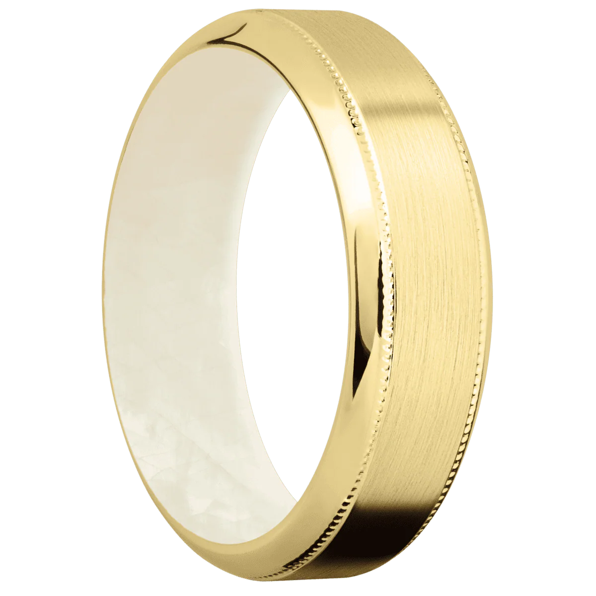 14K Yellow Gold + Satin , Polish Finish + Freshwater Mother of Pearl