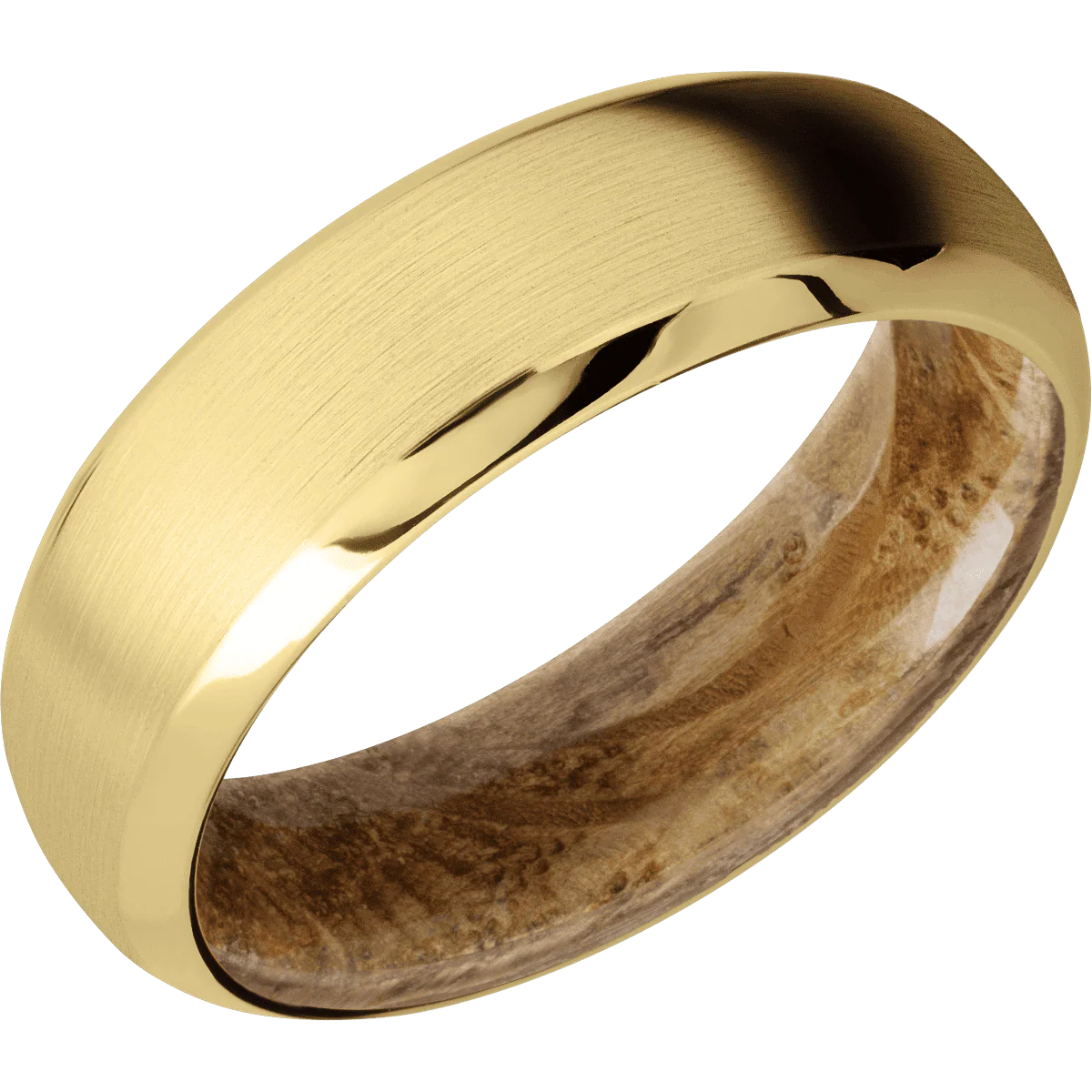 14K Yellow Gold + Satin , Polish Finish + Whiskey Barrel - Image 2