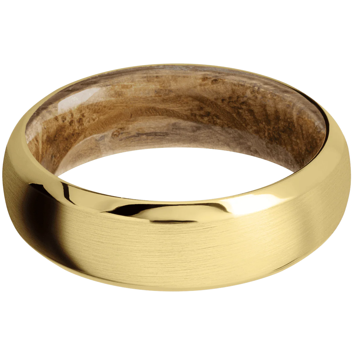 14K Yellow Gold + Satin , Polish Finish + Whiskey Barrel - Image 3
