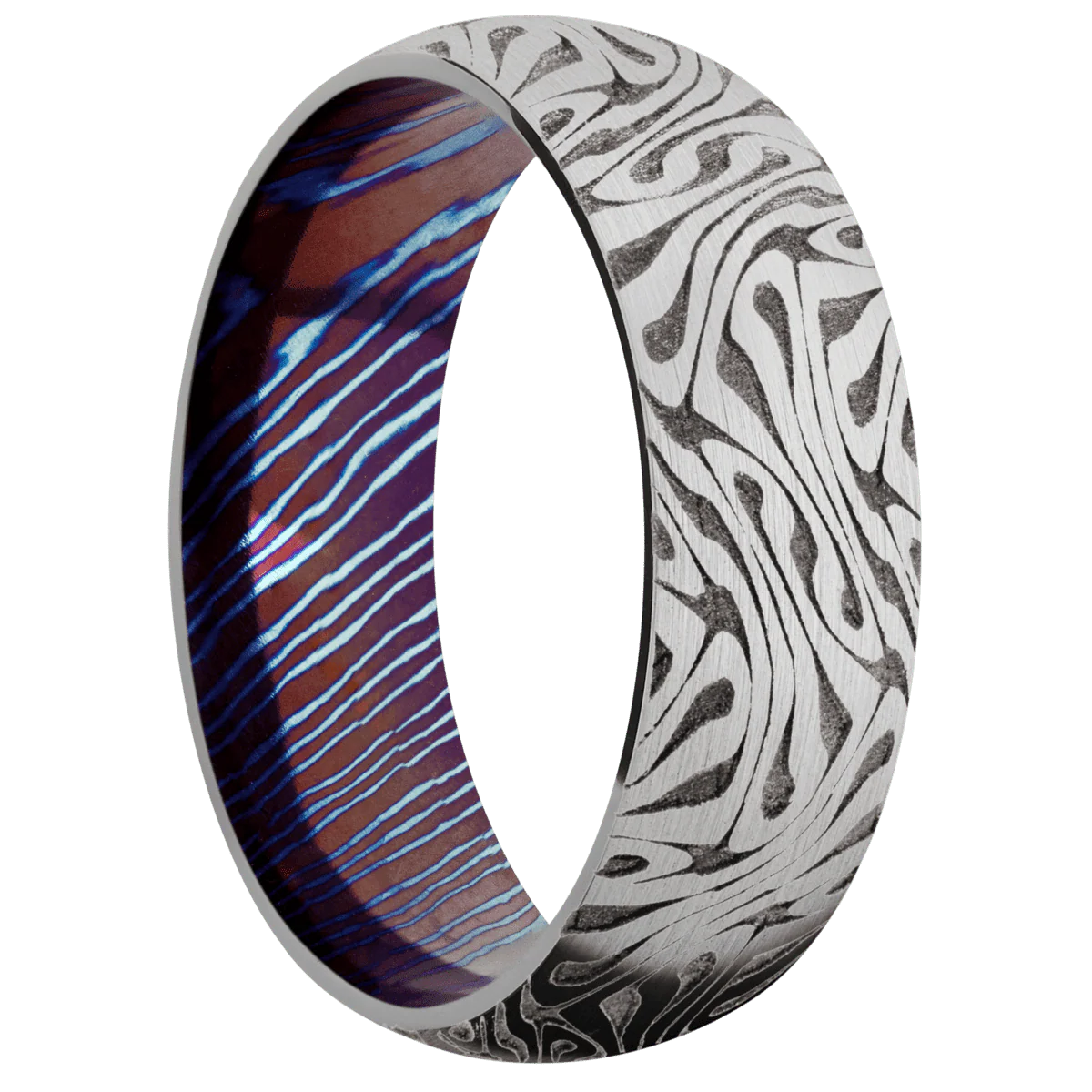 18K White Gold + Satin Finish + Titanium Damascus