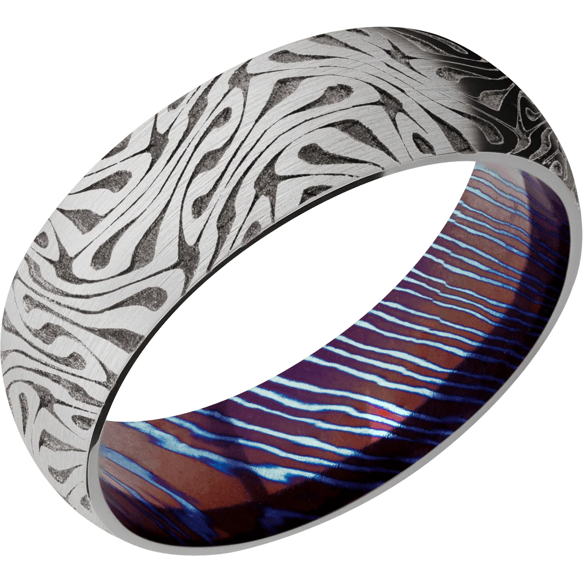 18K White Gold + Satin Finish + Titanium Damascus - Image 2
