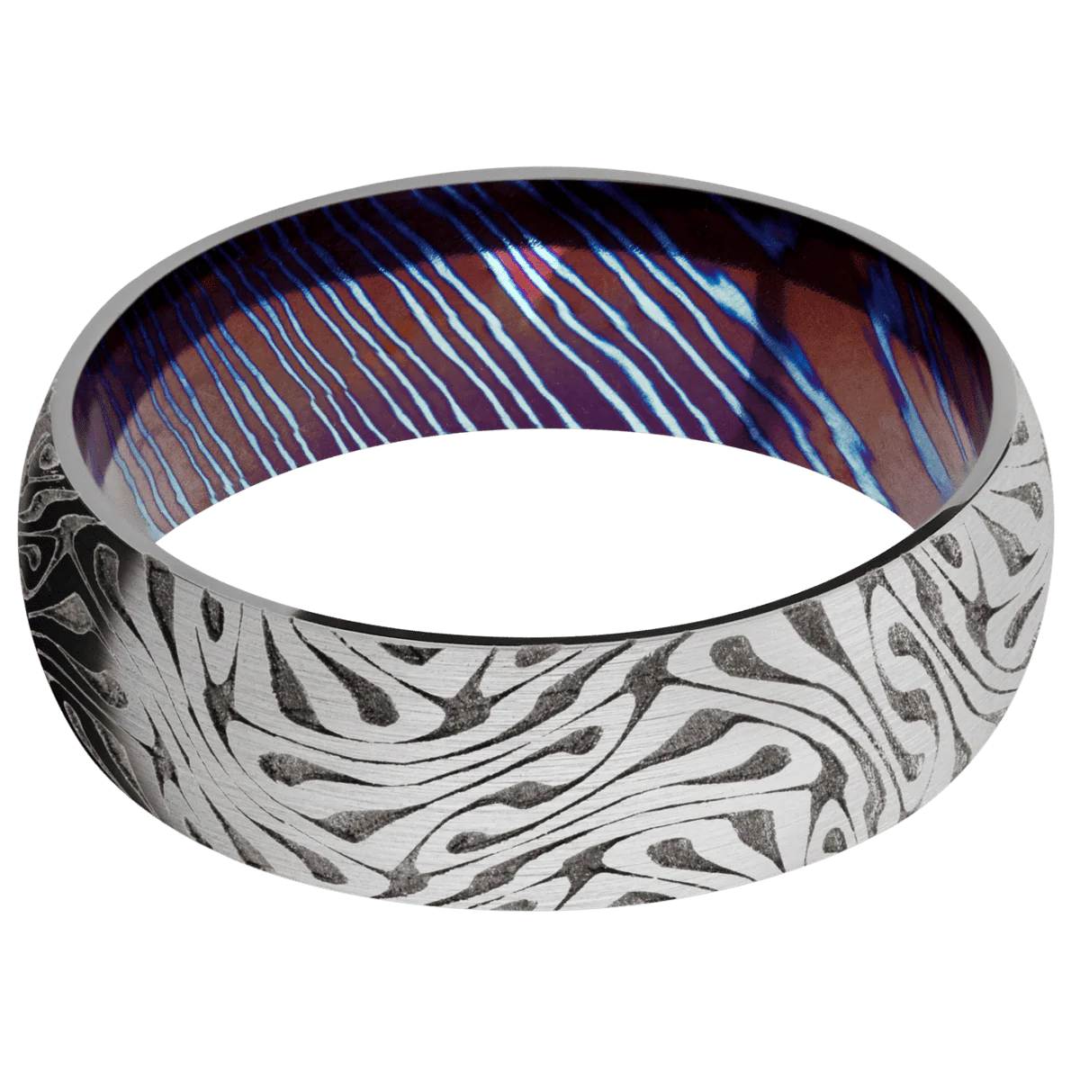 18K White Gold + Satin Finish + Titanium Damascus - Image 3