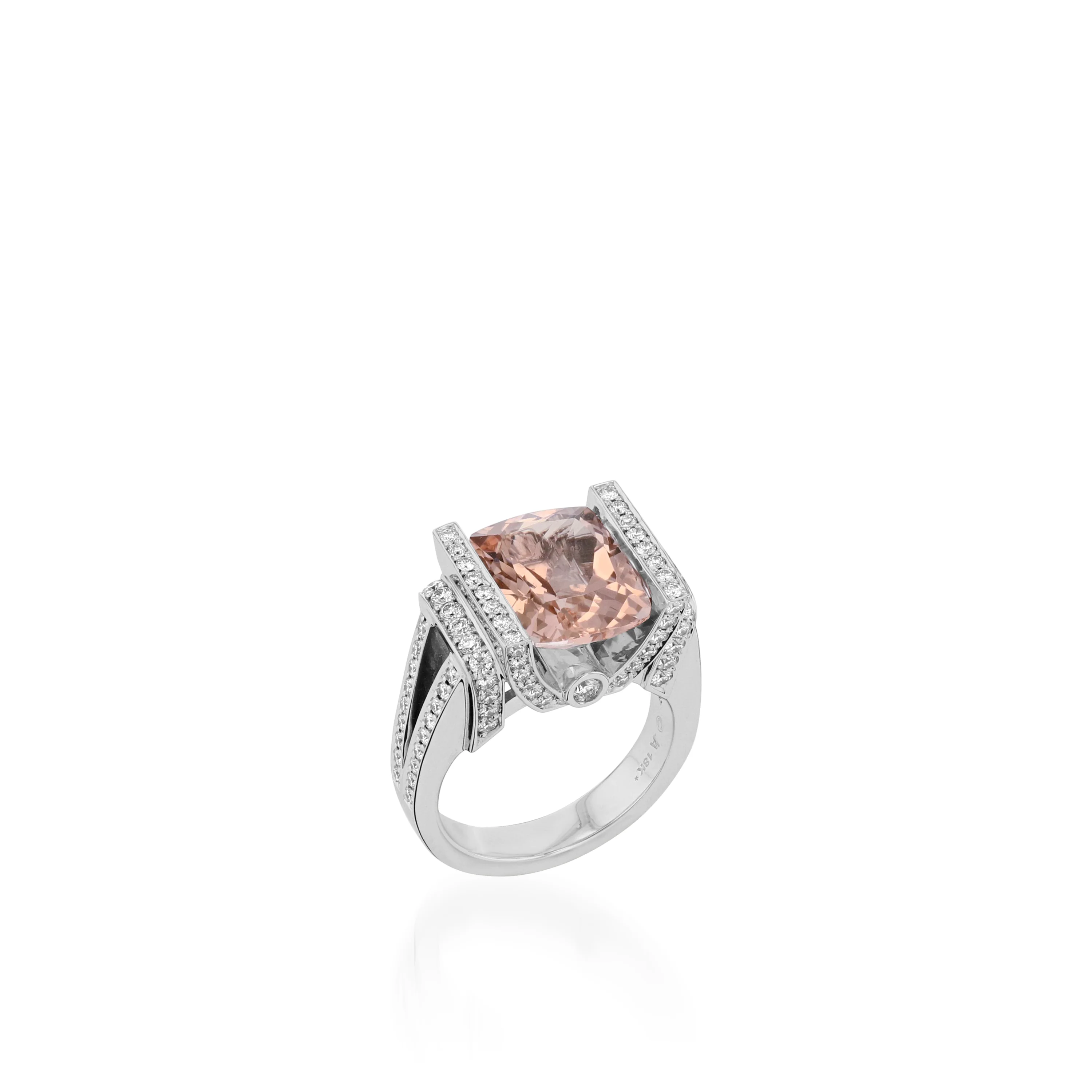 Amelia Elite Peach Morganite and Diamond Ring