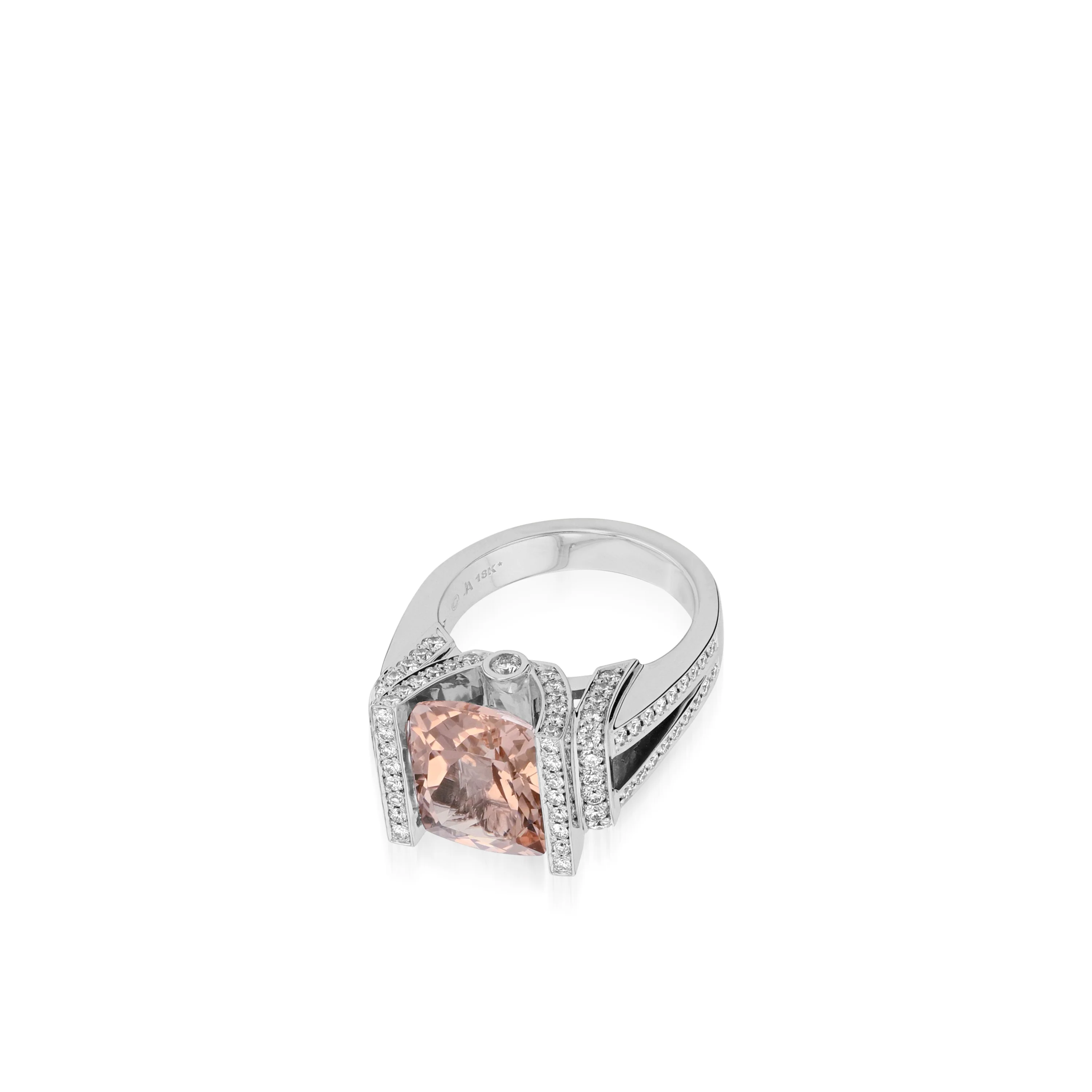 Amelia Elite Peach Morganite and Diamond Ring - Image 2