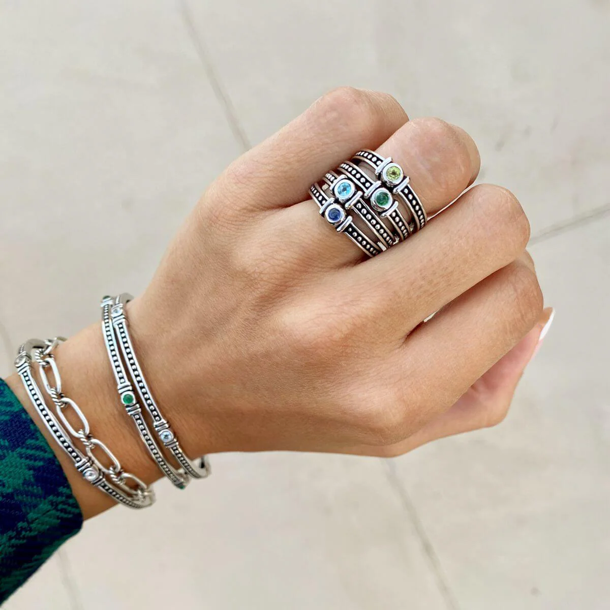 Antigua Birthstone Stack Ring - Image 2
