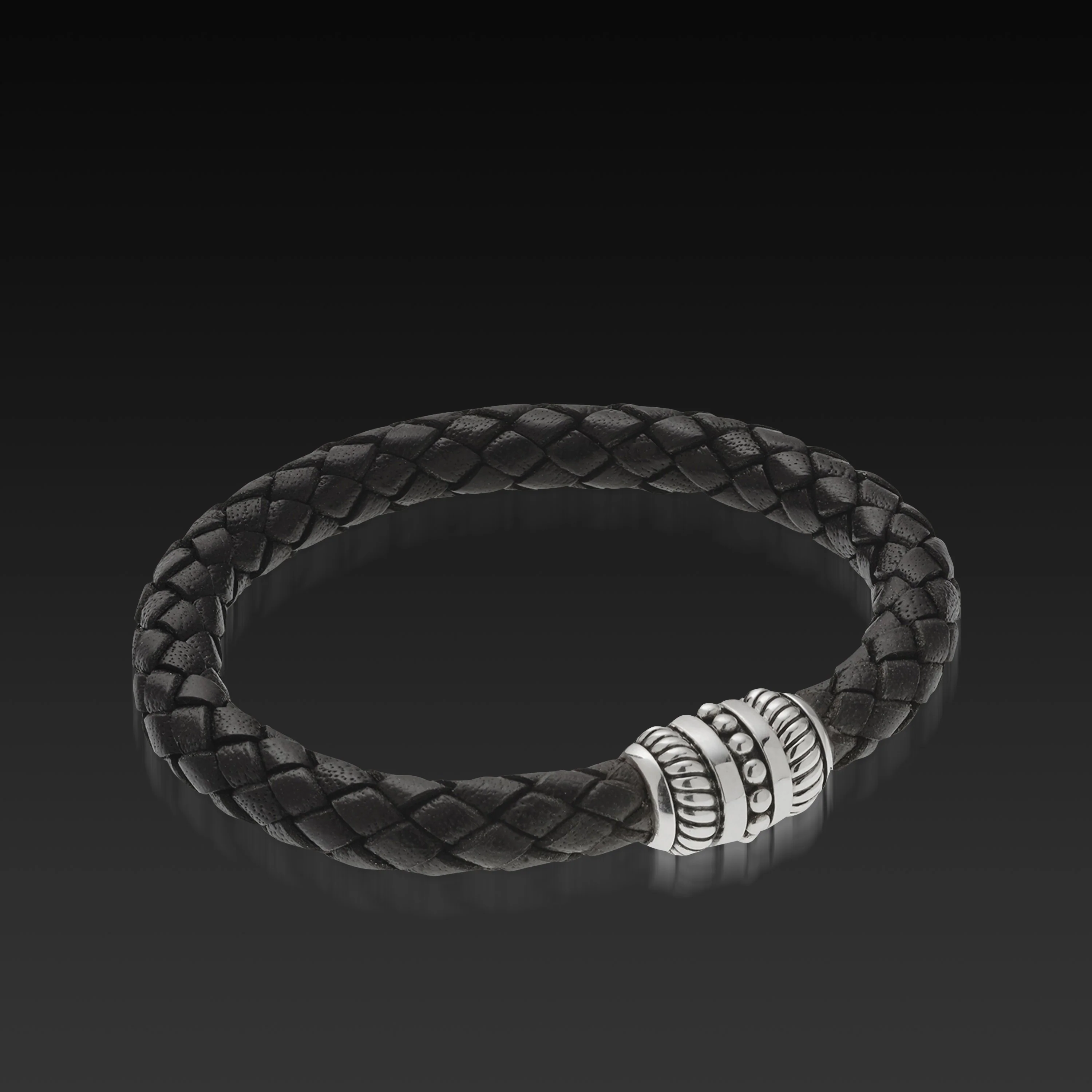 Apollo Men's Black Leather Bracelet