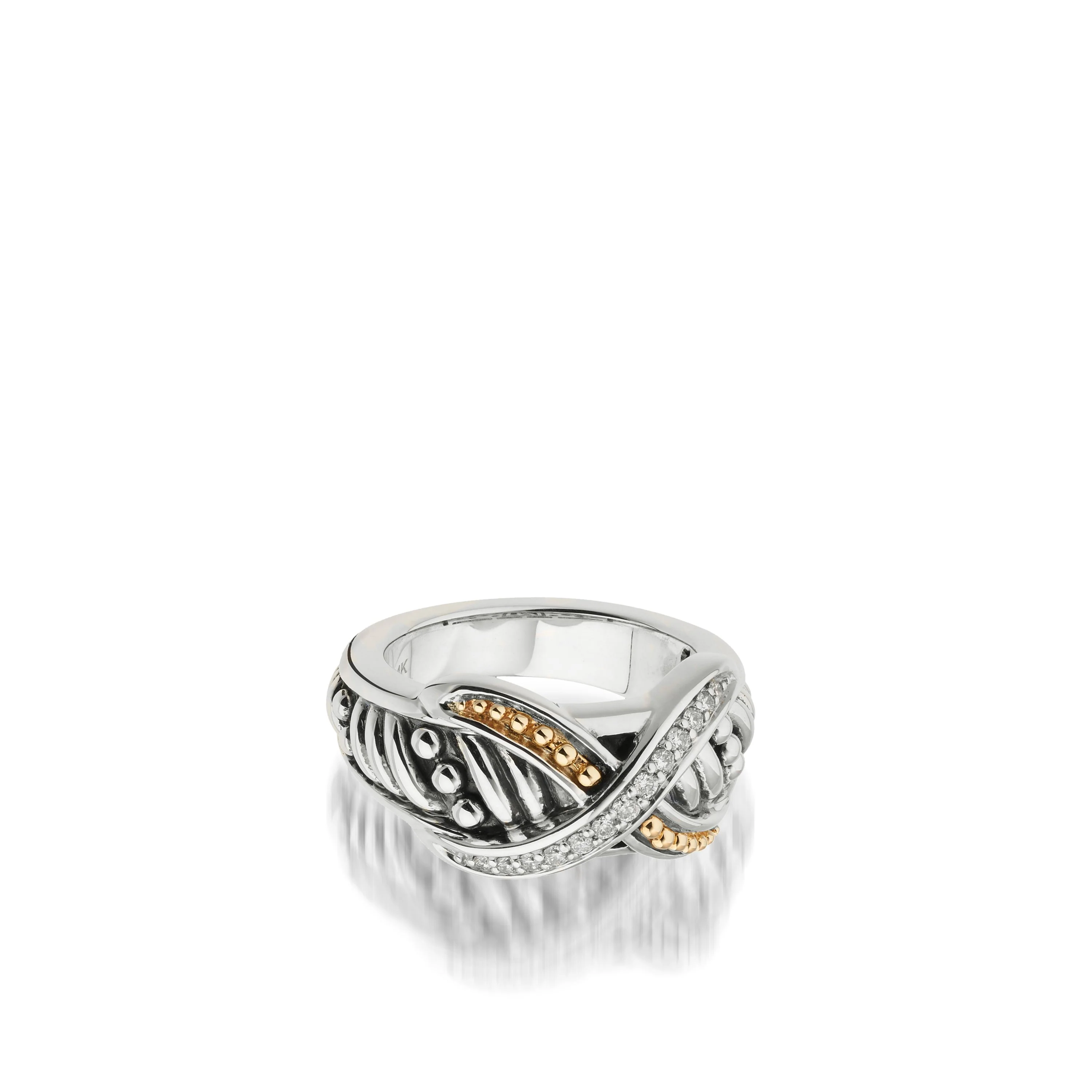 Apollo Curve Ring with Pave Diamonds - Image 3