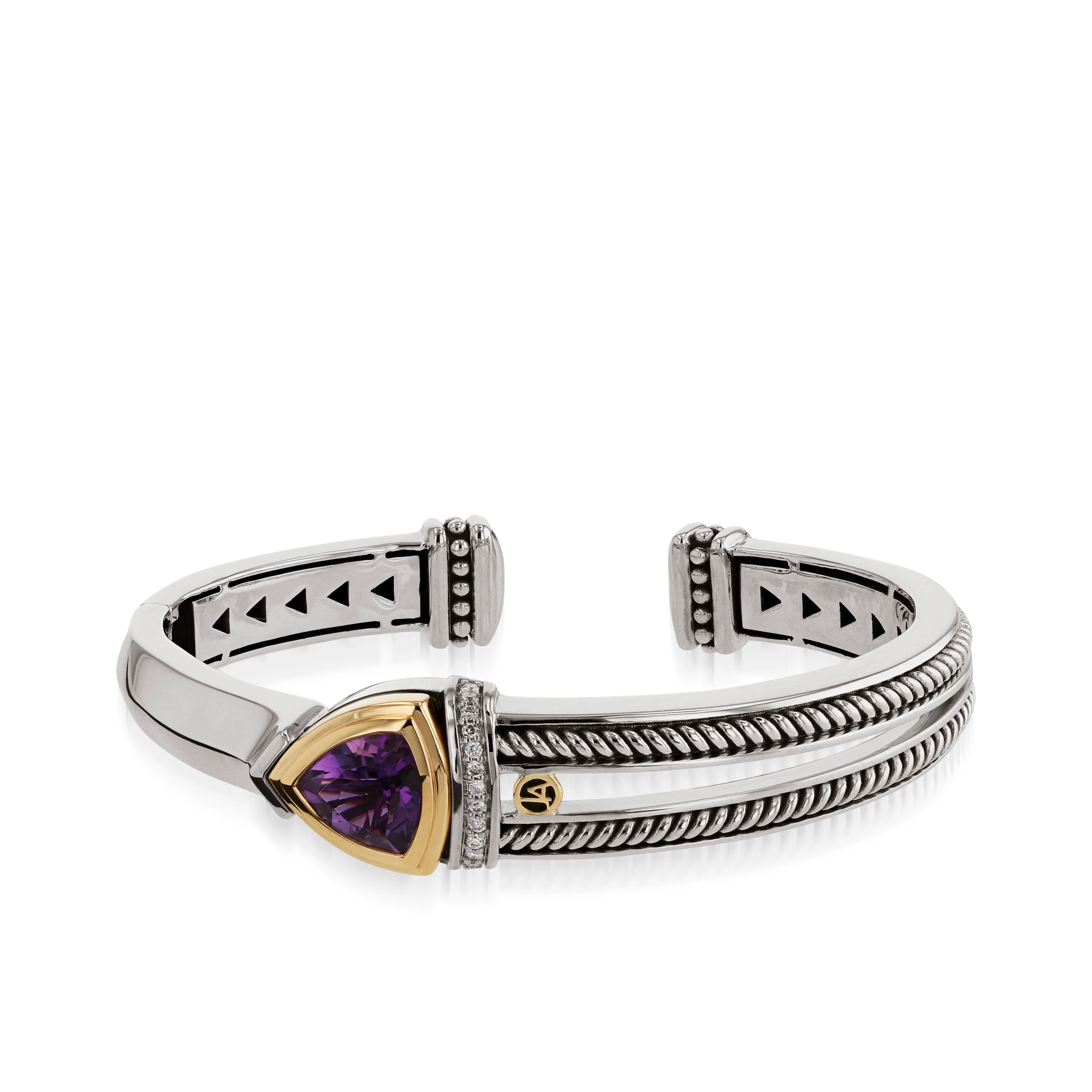 Arrivo Trillion Cuff Bracelet with Pave Diamonds - Image 4