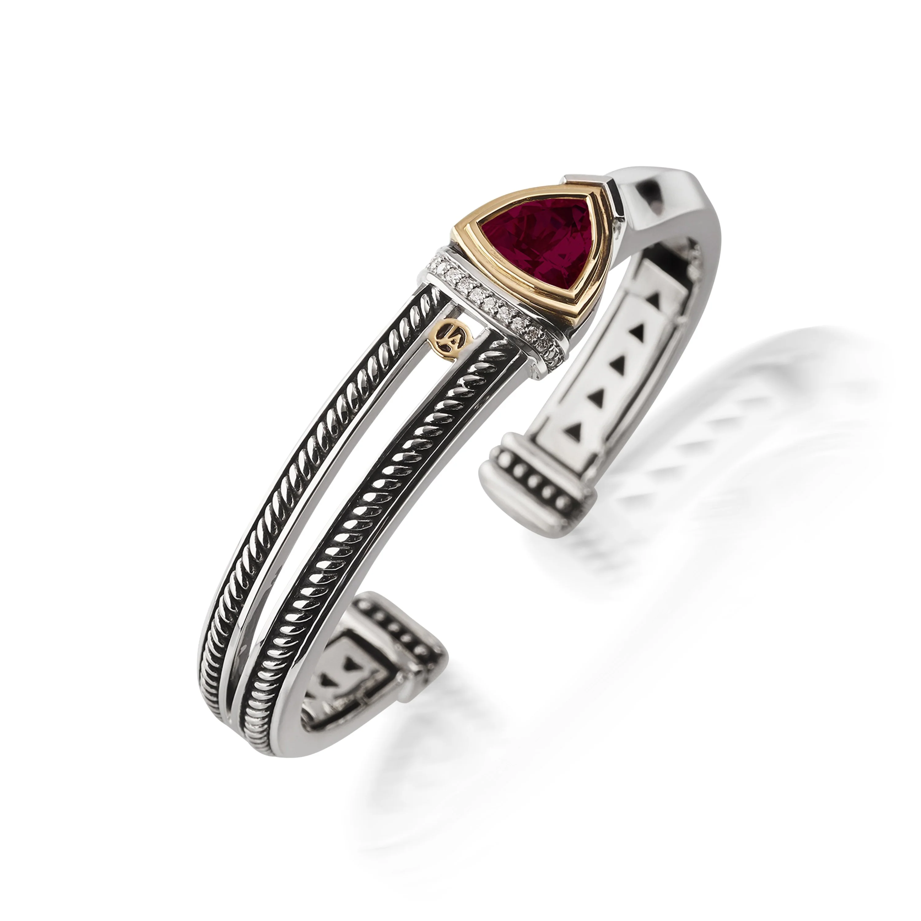 Arrivo Trillion Cuff Bracelet with Pave Diamonds - Image 5