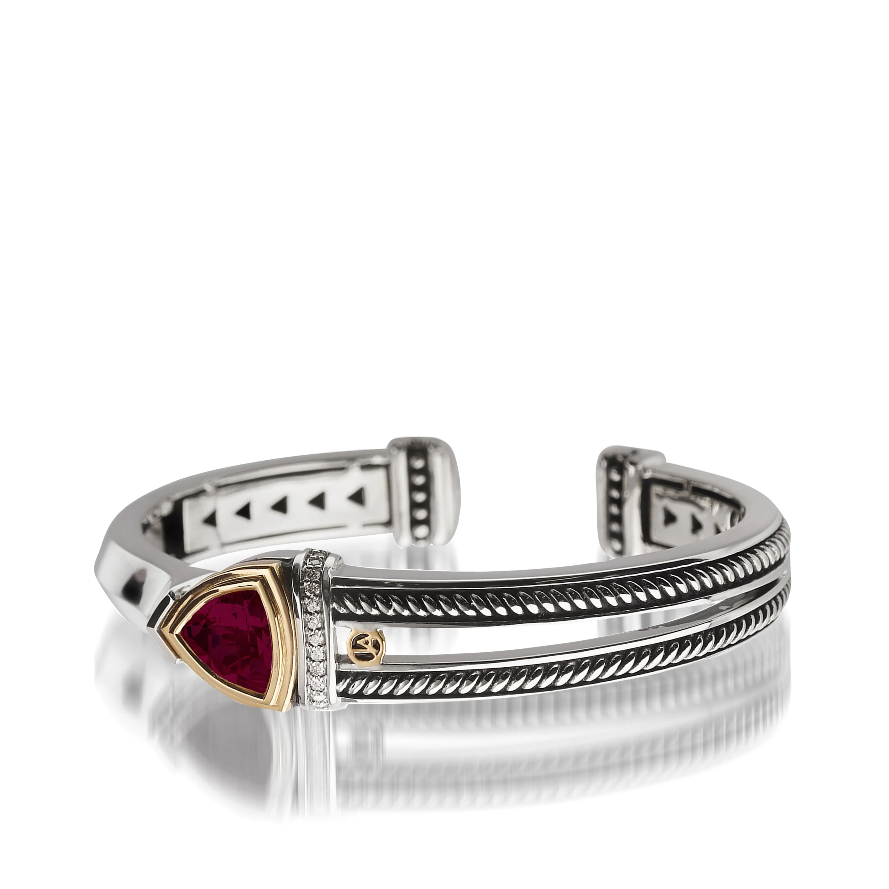 Arrivo Trillion Cuff Bracelet with Pave Diamonds - Image 6