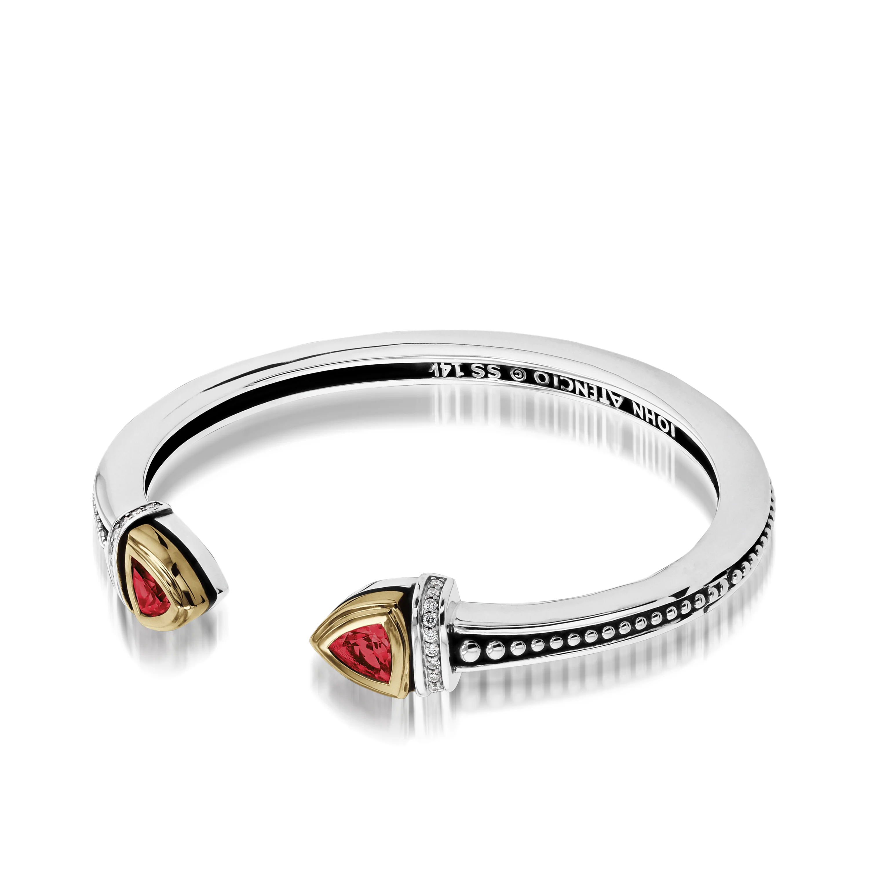 Arrivo Narrow Trillion Cuff Bracelet with Pave Diamonds - Image 3