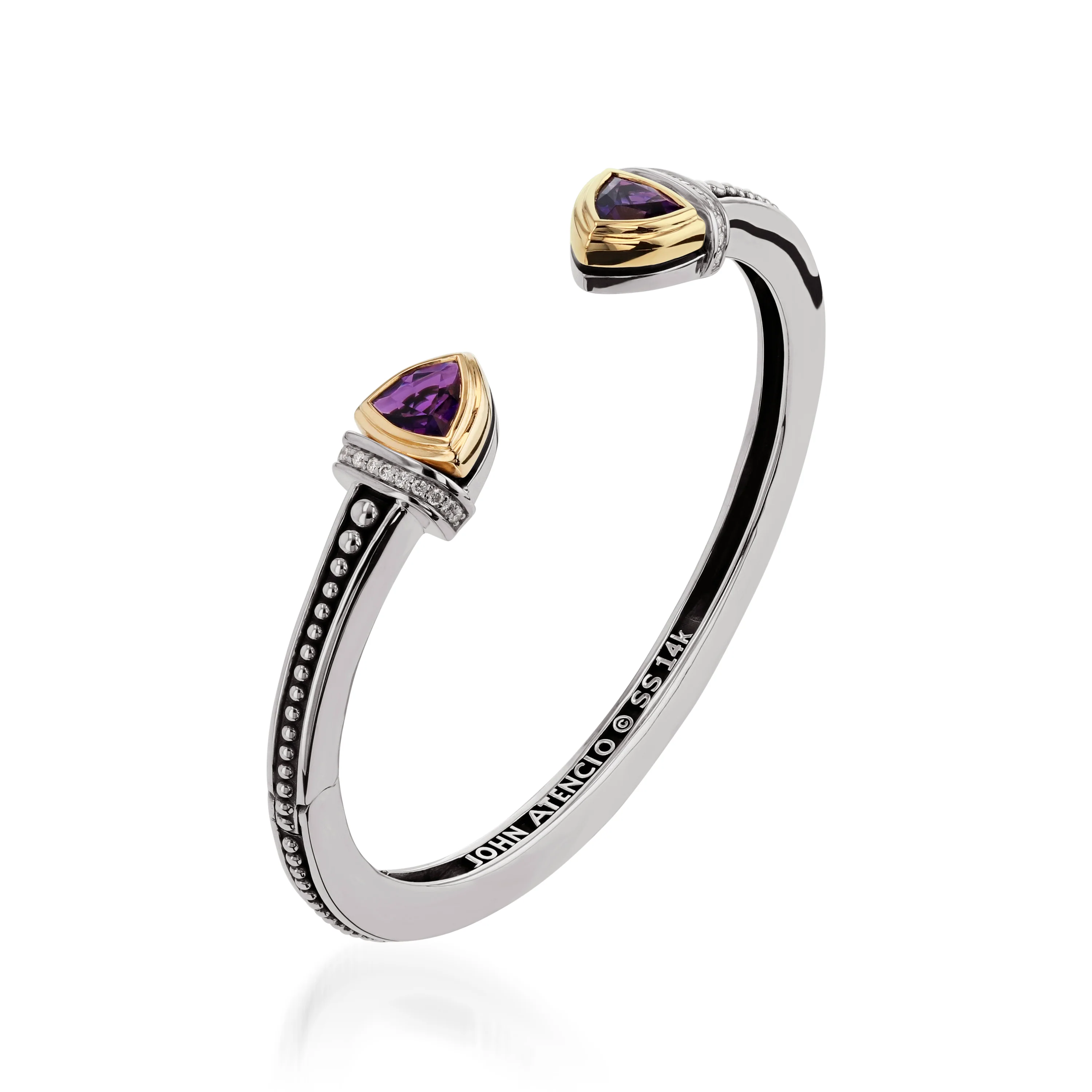 Arrivo Narrow Trillion Cuff Bracelet with Pave Diamonds - Image 4