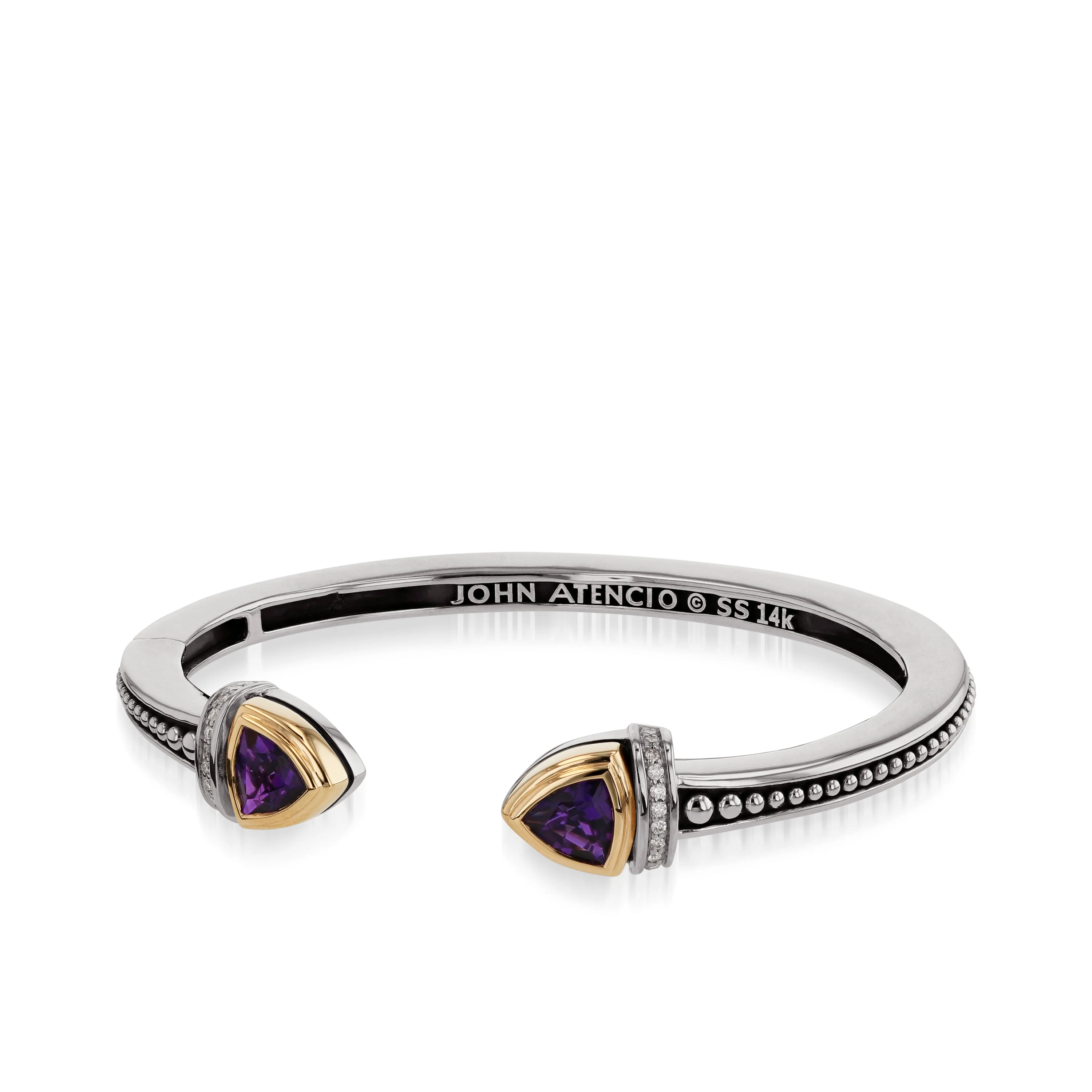 Arrivo Narrow Trillion Cuff Bracelet with Pave Diamonds - Image 5