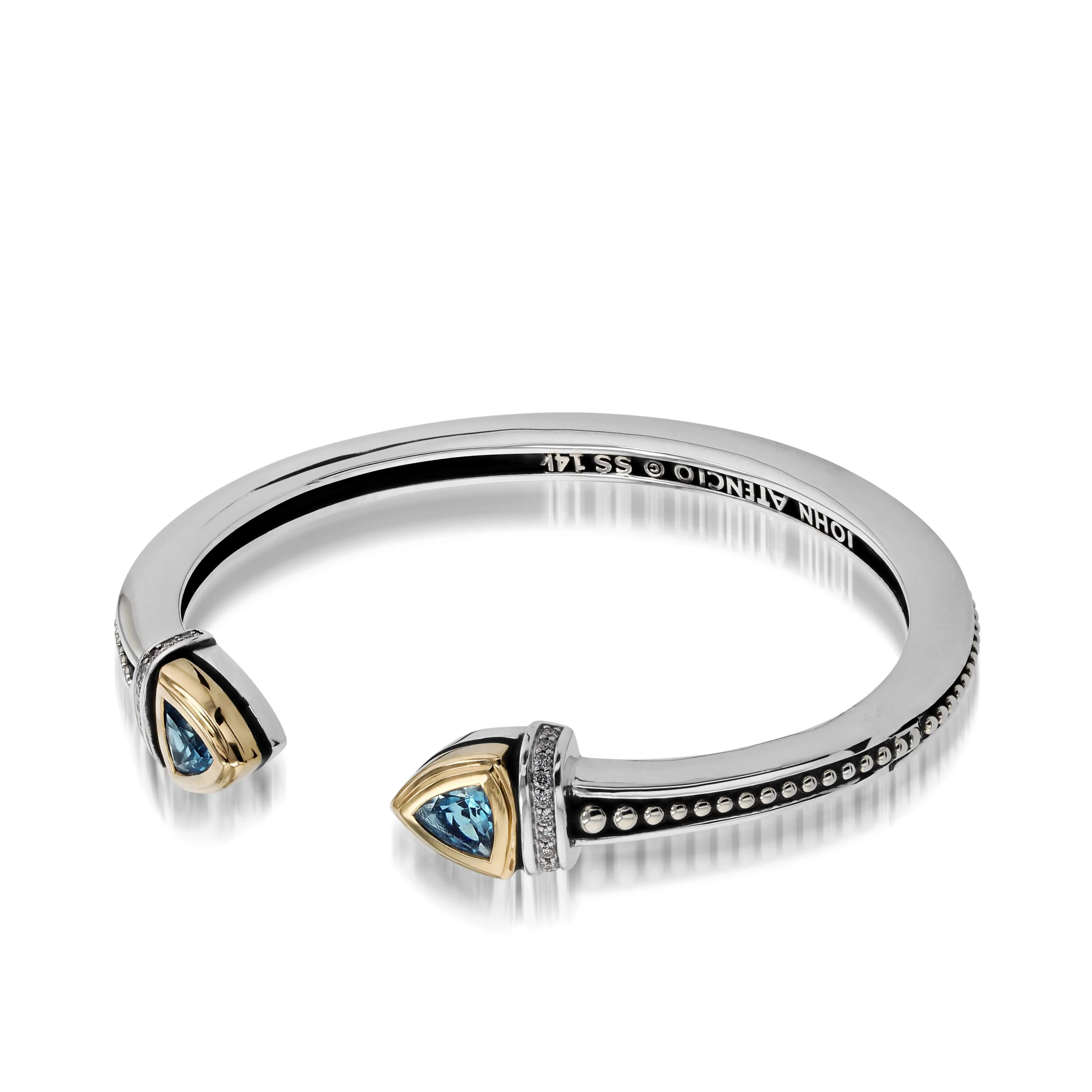Arrivo Narrow Trillion Cuff Bracelet with Pave Diamonds - Image 7