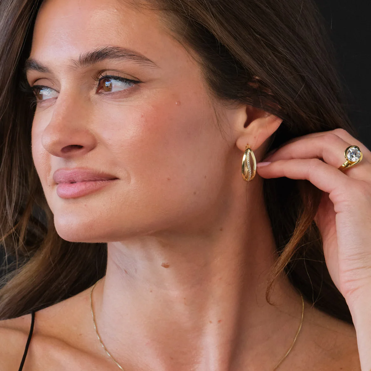 Bellagio Pave Diamond Hoop Earrings - Image 2