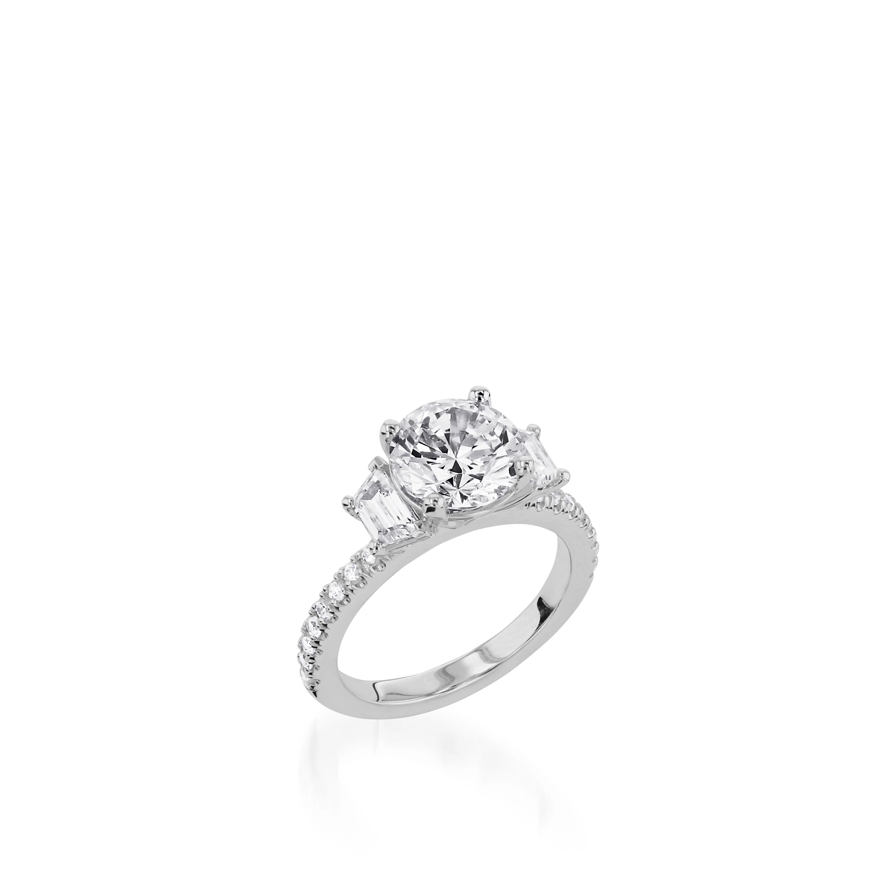 Essence Three Stone  White Gold Engagement Ring