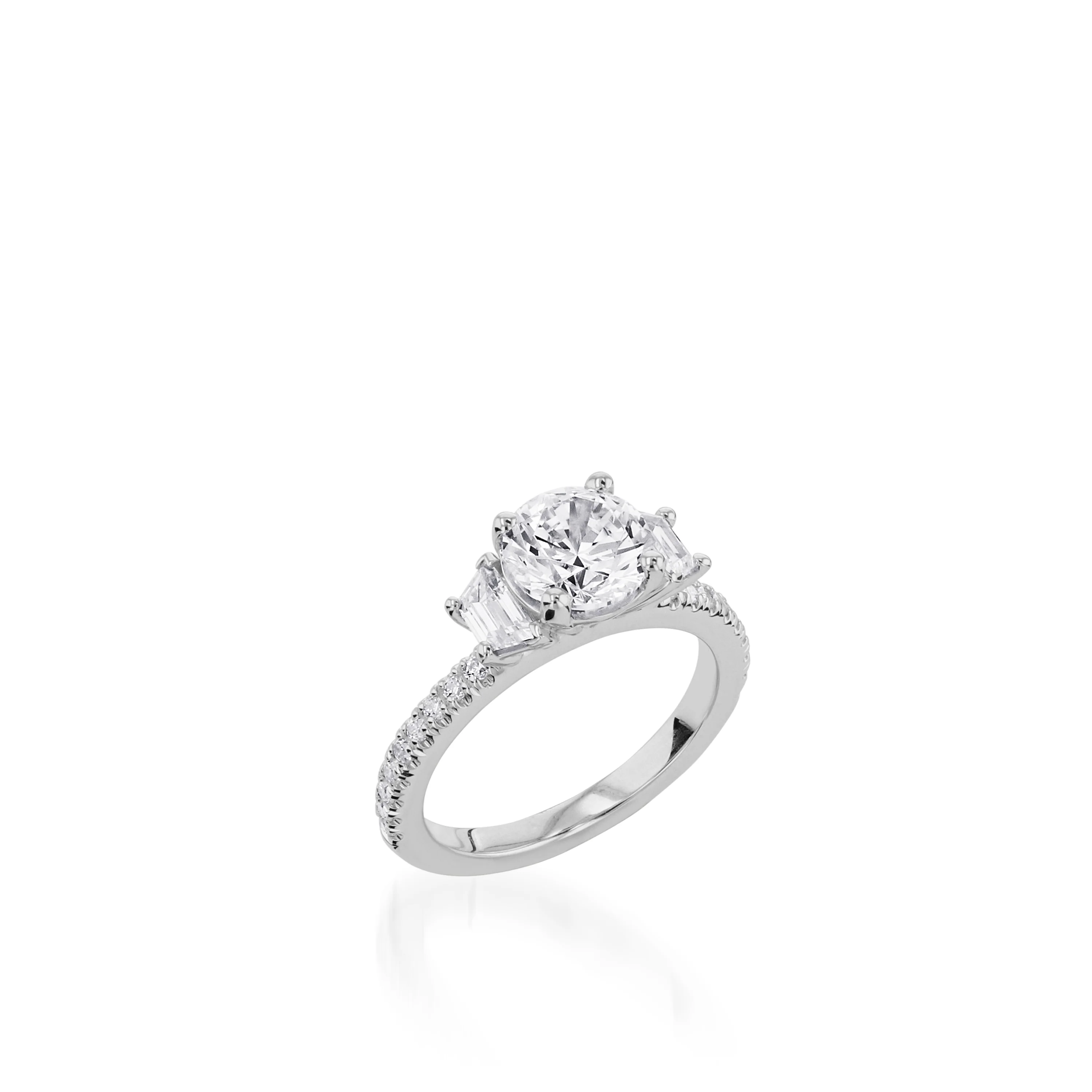 Essence Three Stone  White Gold Engagement Ring - Image 2