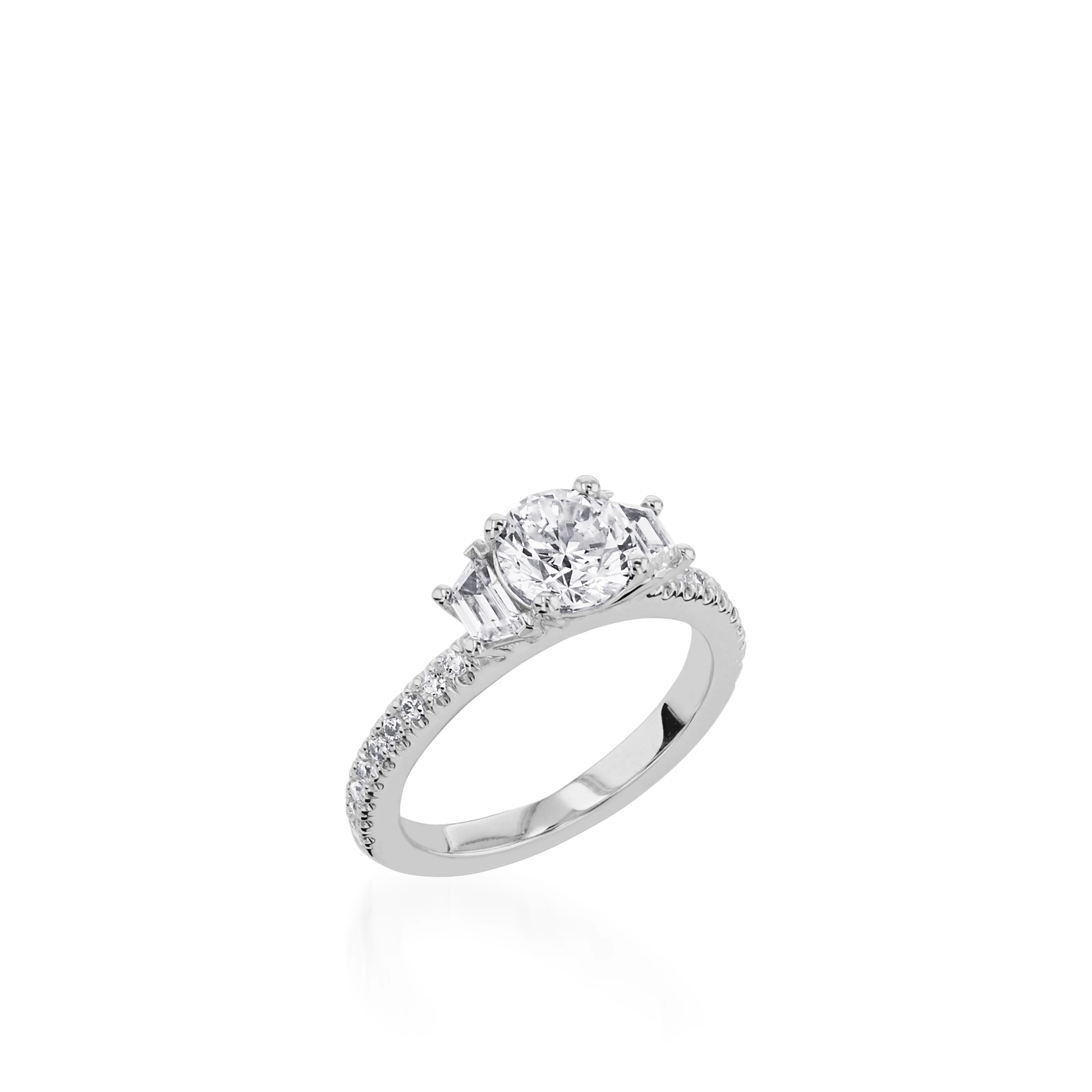 Essence Three Stone  White Gold Engagement Ring - Image 3
