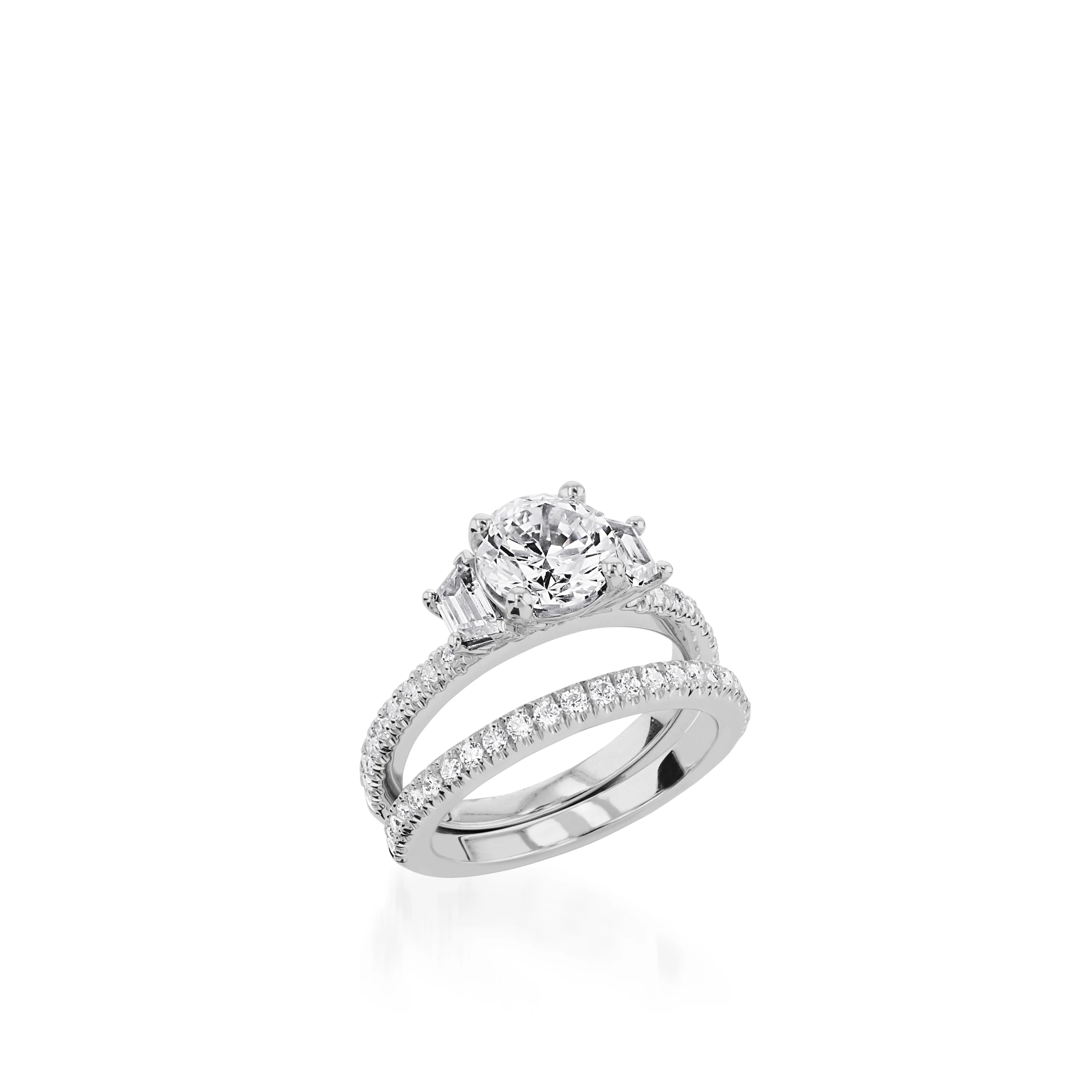Essence Three Stone  White Gold Engagement Ring - Image 4